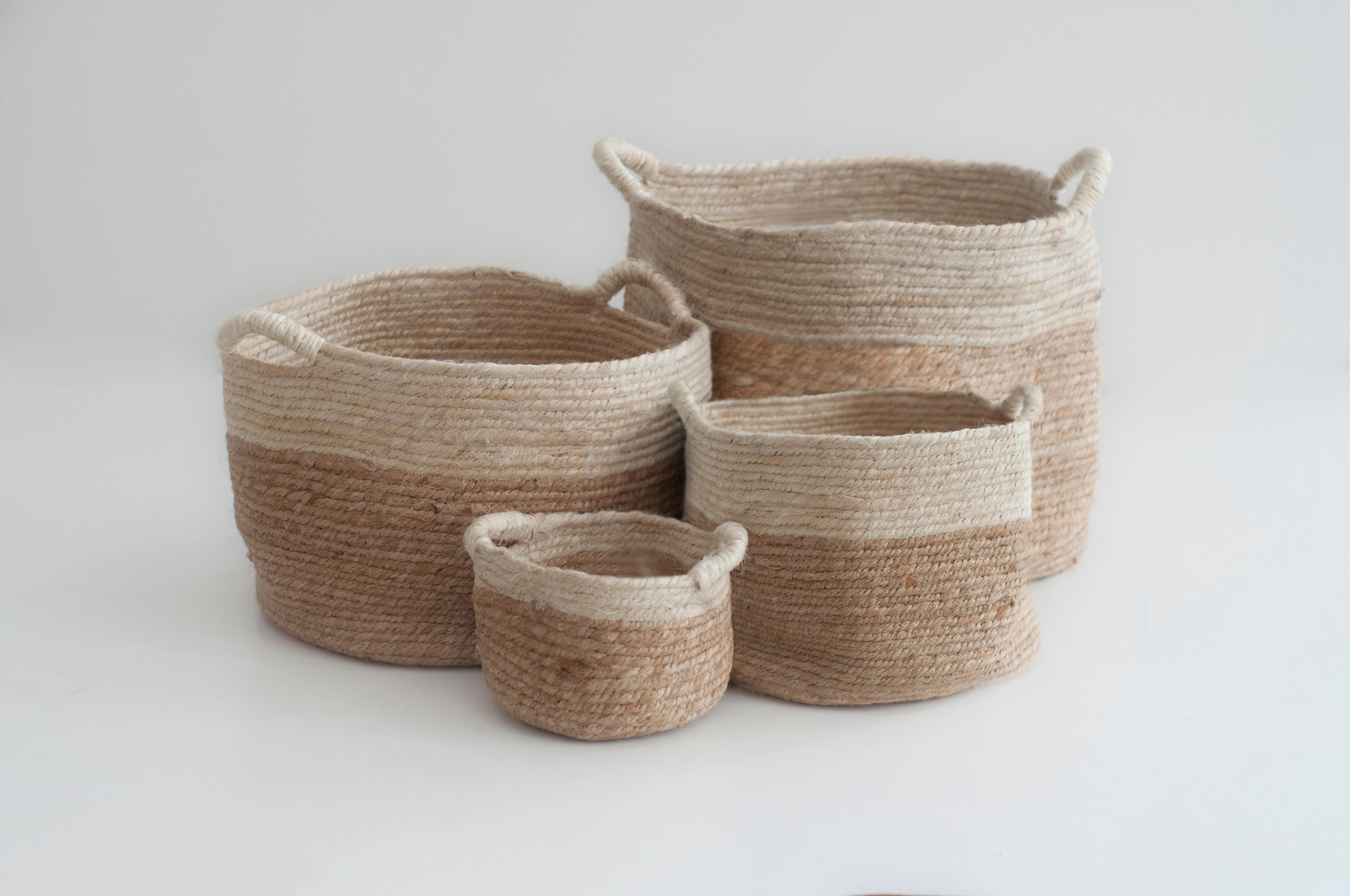 Cesto juta vintage 23x18 cm branco - 3