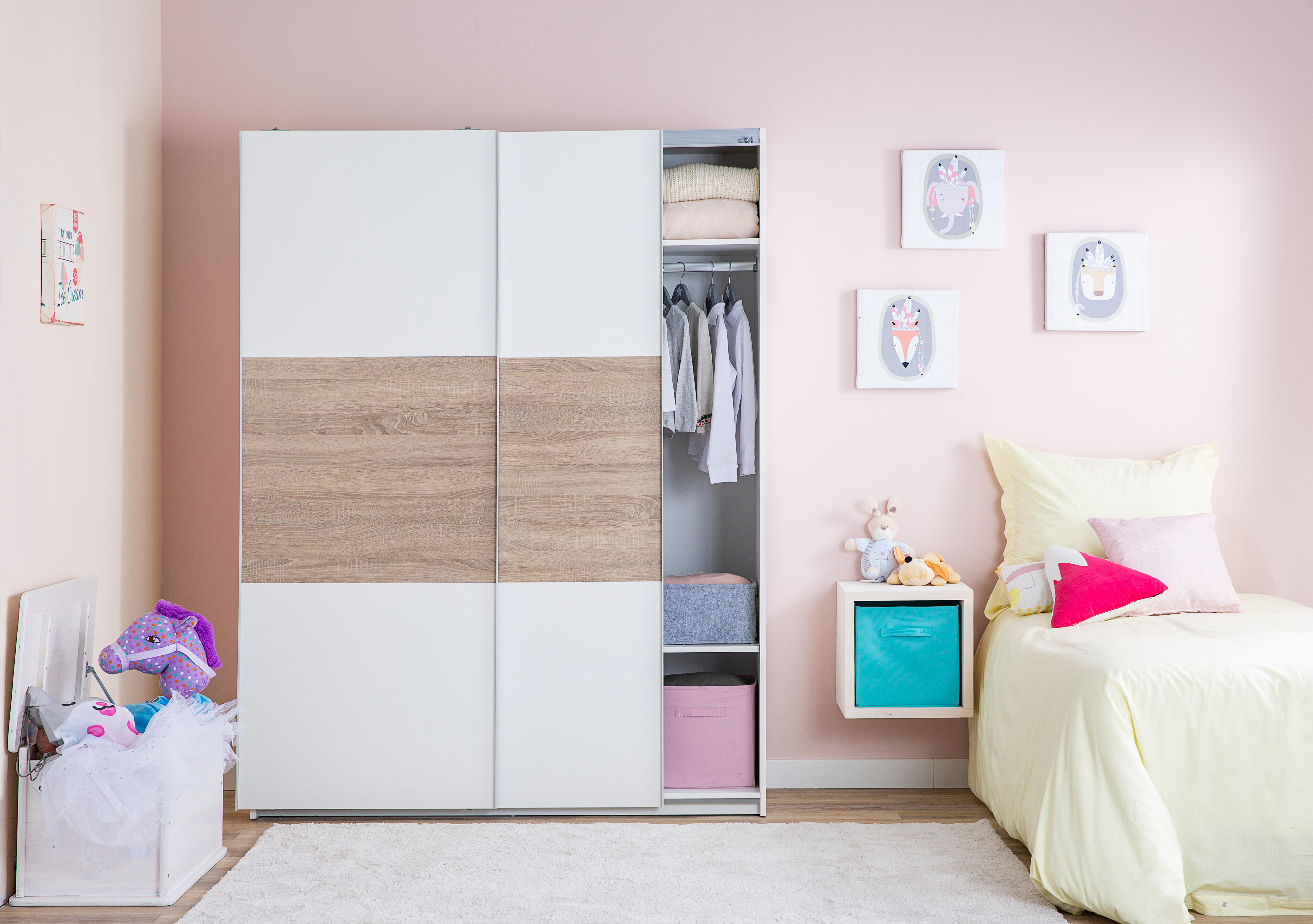 Armario puerta corredera One 150x200x60cm con 2 puertas color roble - 28