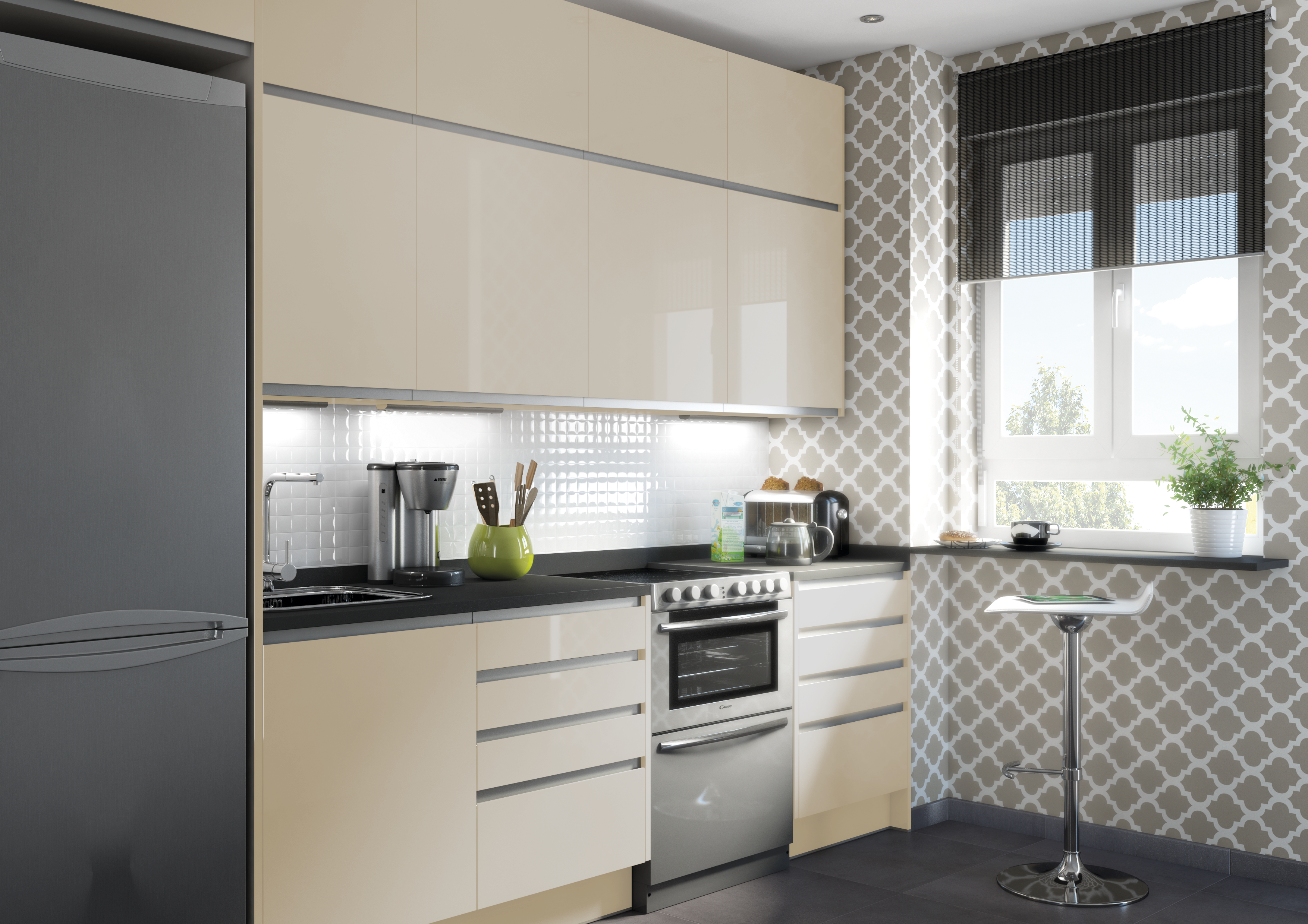 Frente gaveta de cozinha Delinia Mikonos 60X39 cm taupe brilho - 4