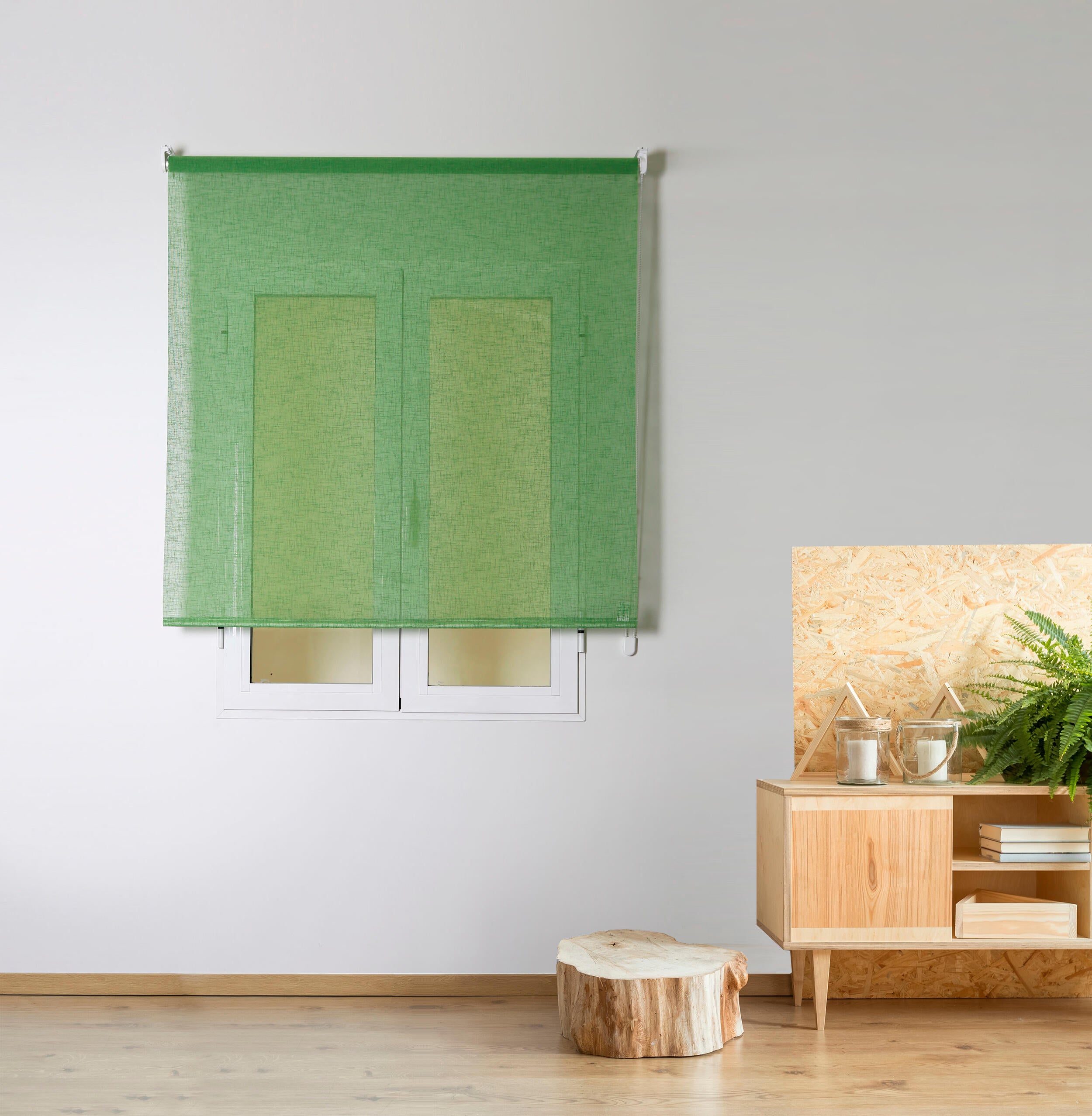 Estor enrollable translúcido rustipol verde de 90x250cm