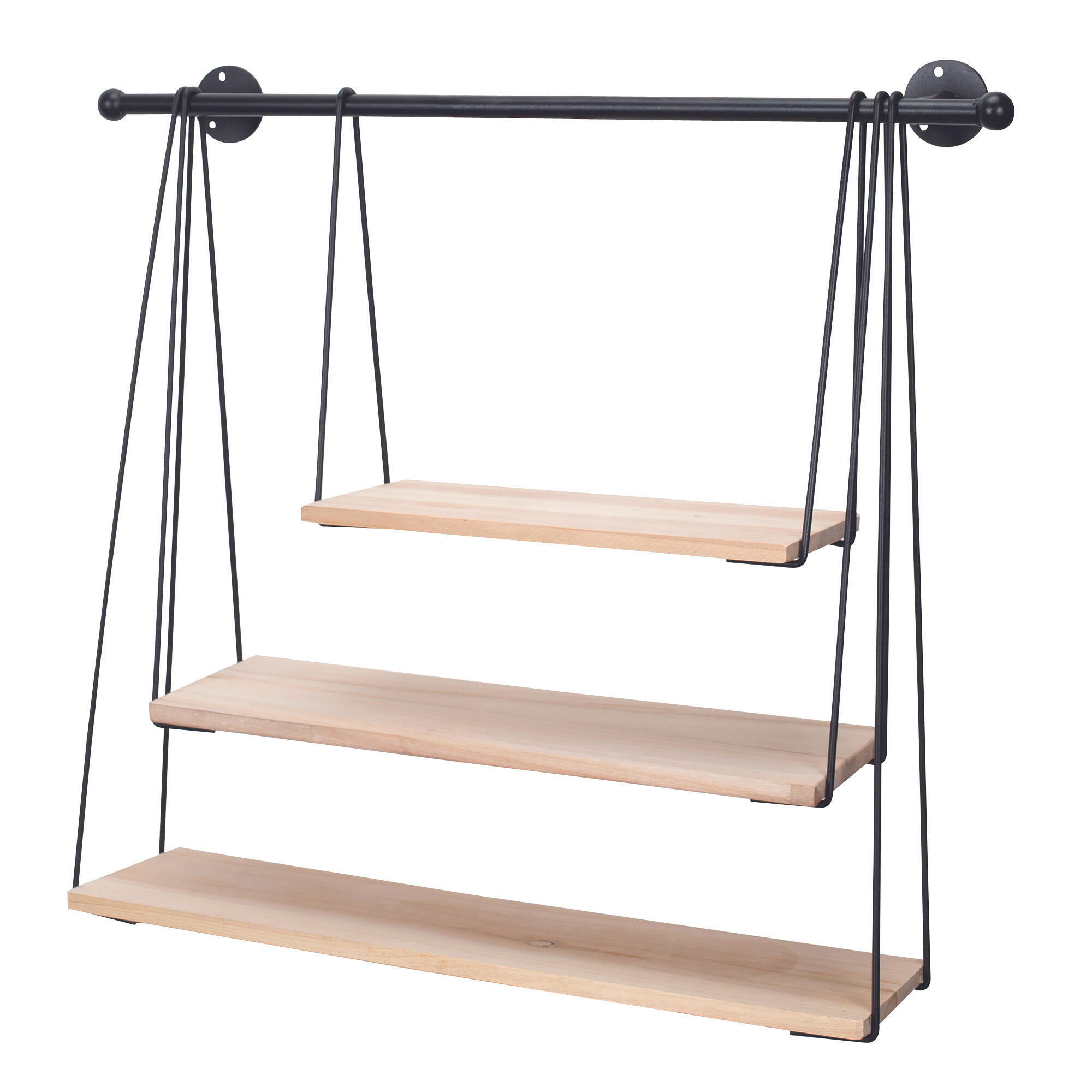 Estantes metal negro y madera de 65x62x20 cm (anchoxaltoxfondo)