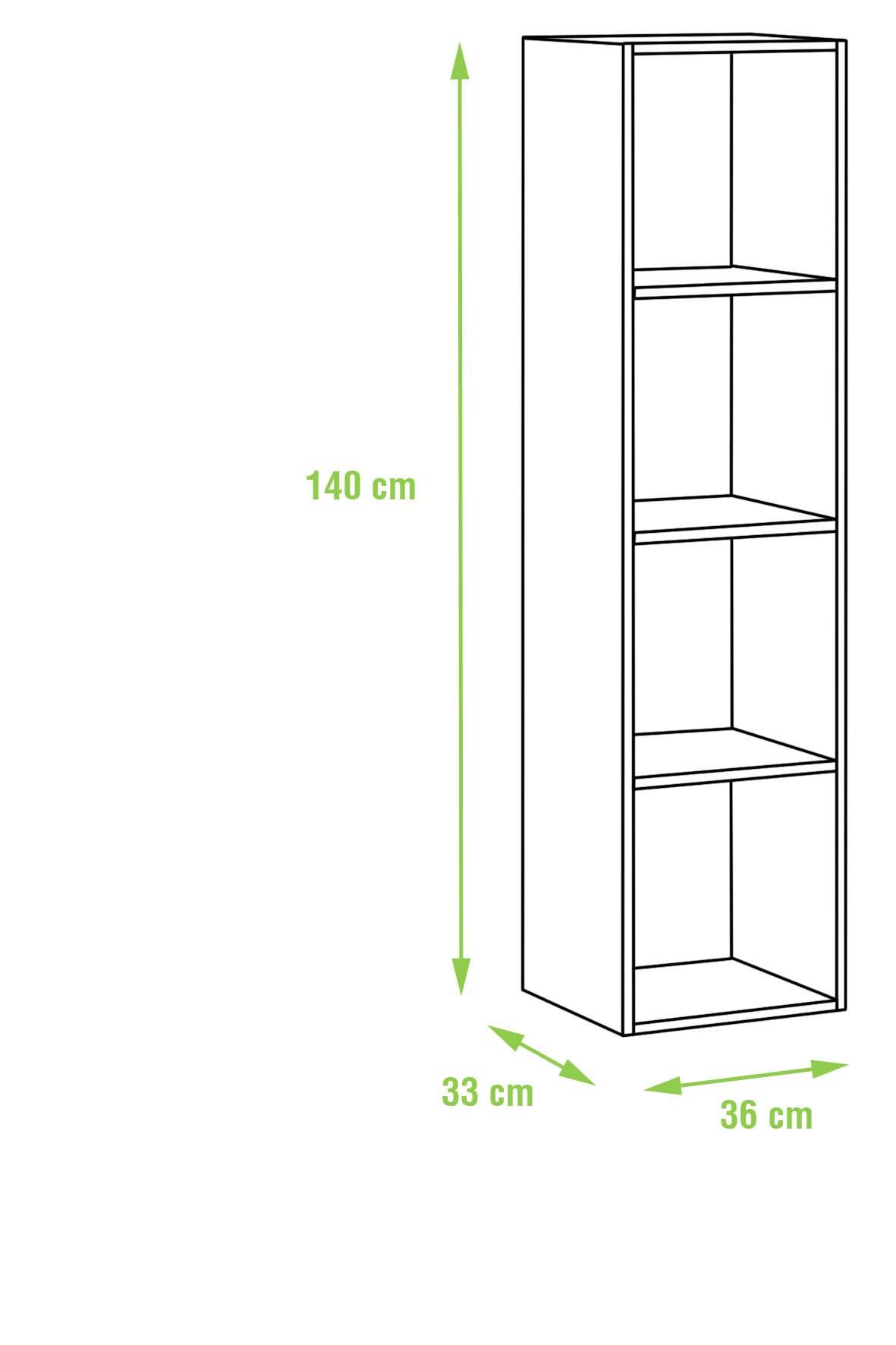 Estantería de madera en kit Dinamic de 36,2x140x33 cm y 50 kg max, por balda - 2