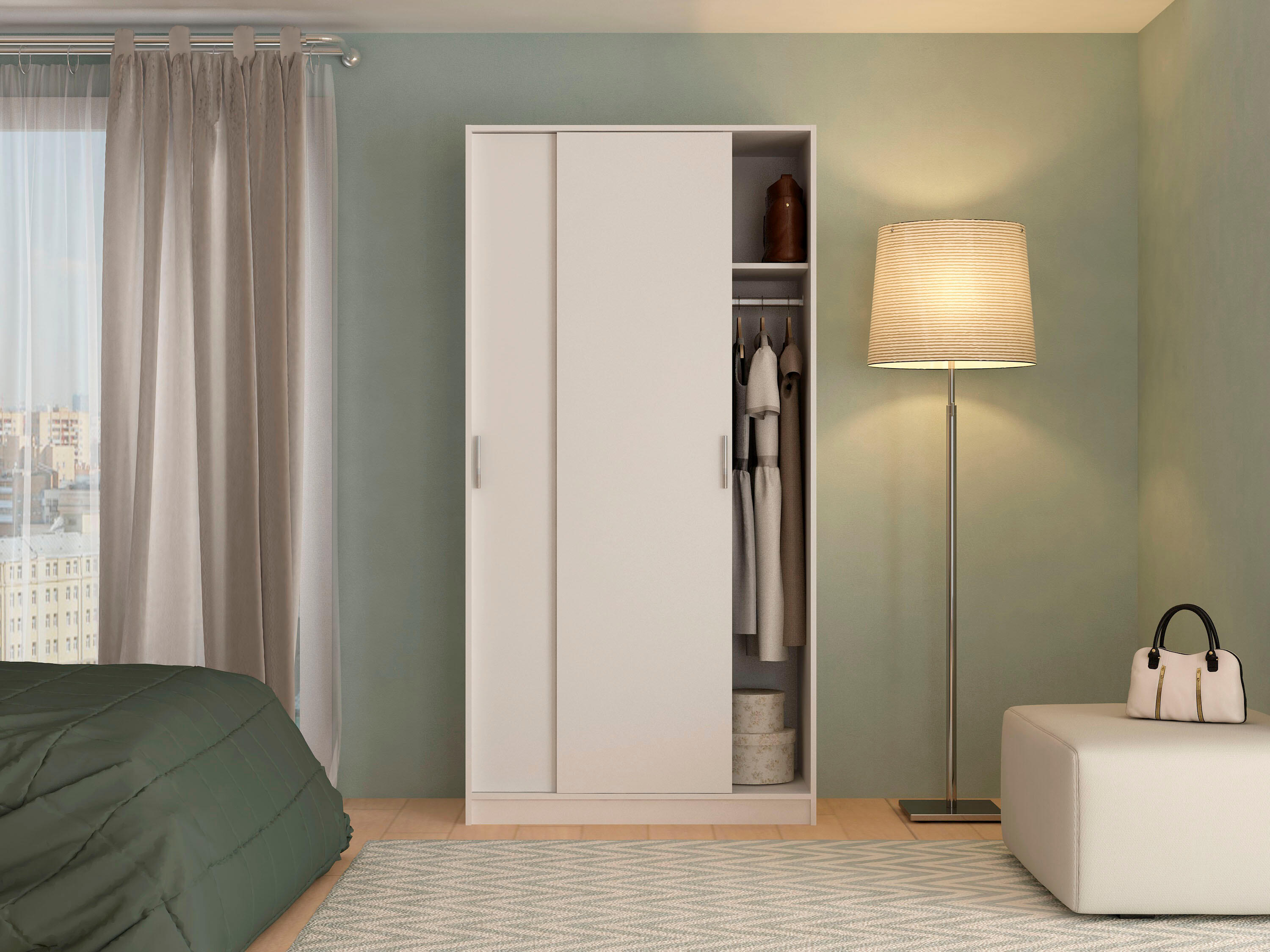 Roupeiro em kit 2 PORTAS DE CORRER 100X50X200CM BRANCO - 4