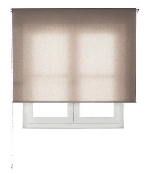 Estor enrollable translúcido con cadena miranda poliéster liso topo de 94x250cm