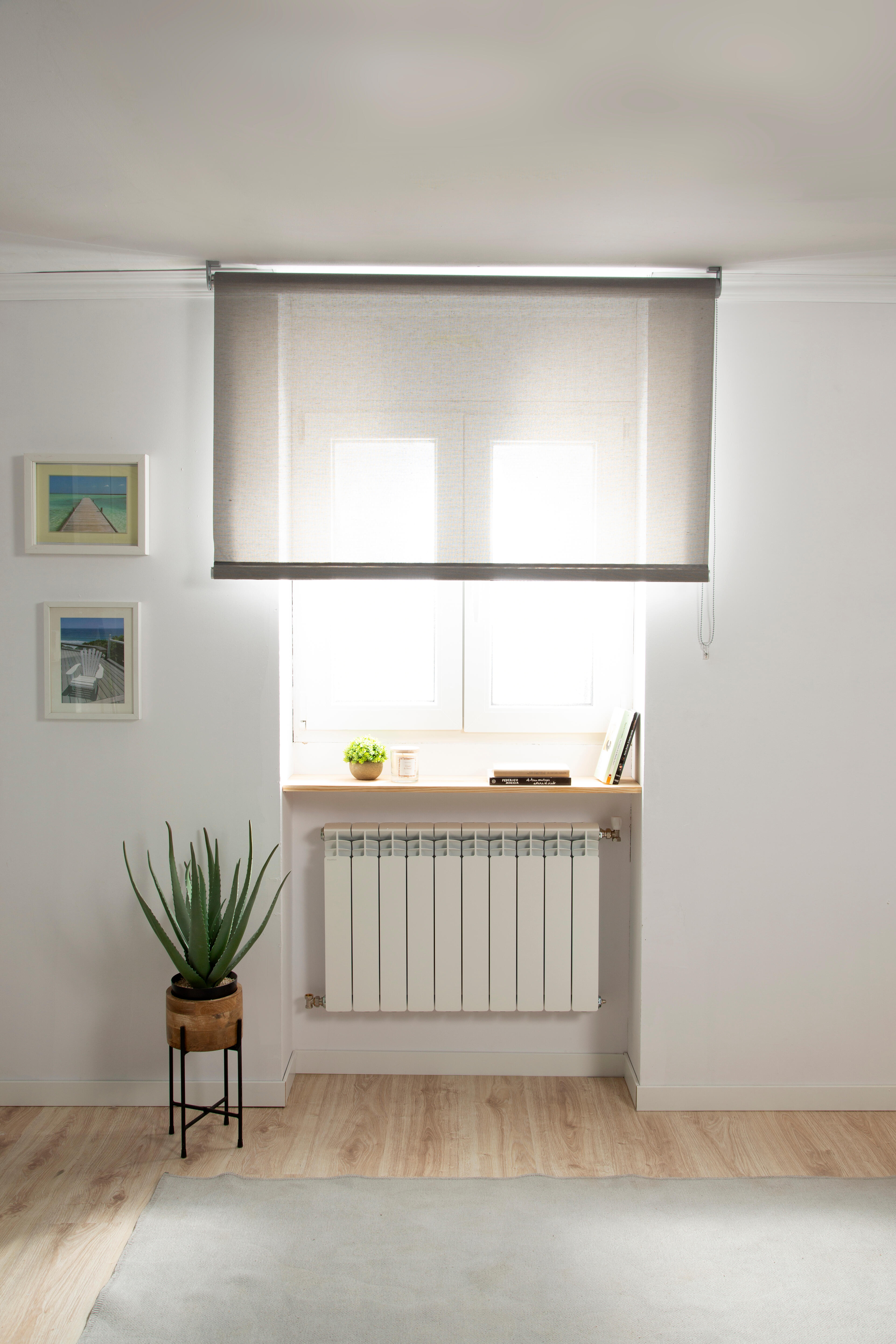 Estor enrollable screen 5% térmico con cadena Lino gris pvc liso gris oscuro de 135x250cm - 14