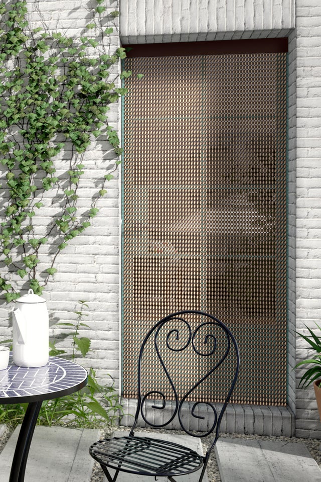 Cortina de puerta antimosquitos Formentera PVC marfil, marrón de 90x210 cm