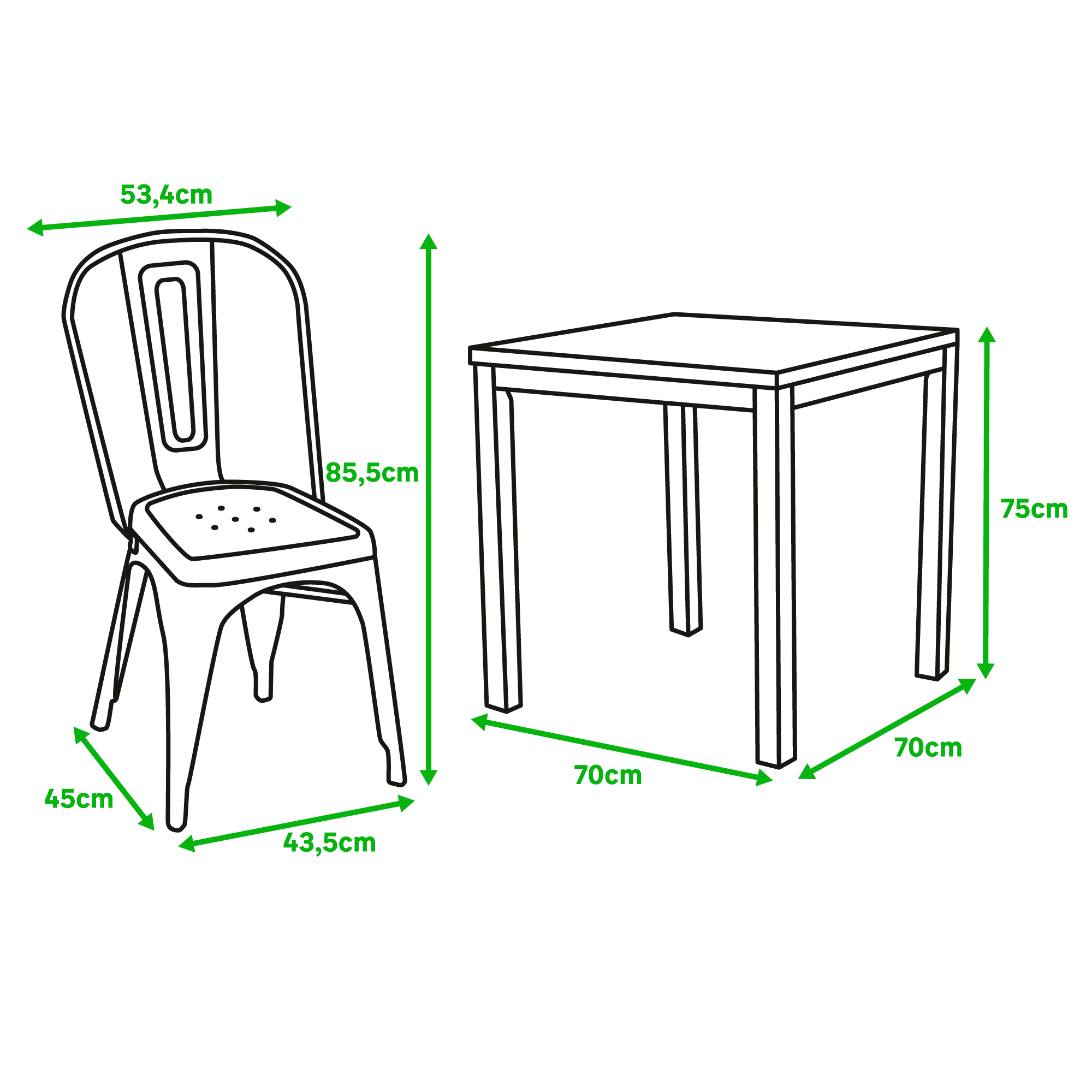 Conjunto de muebles de terraza soho de acacia antracita para 2 comensales