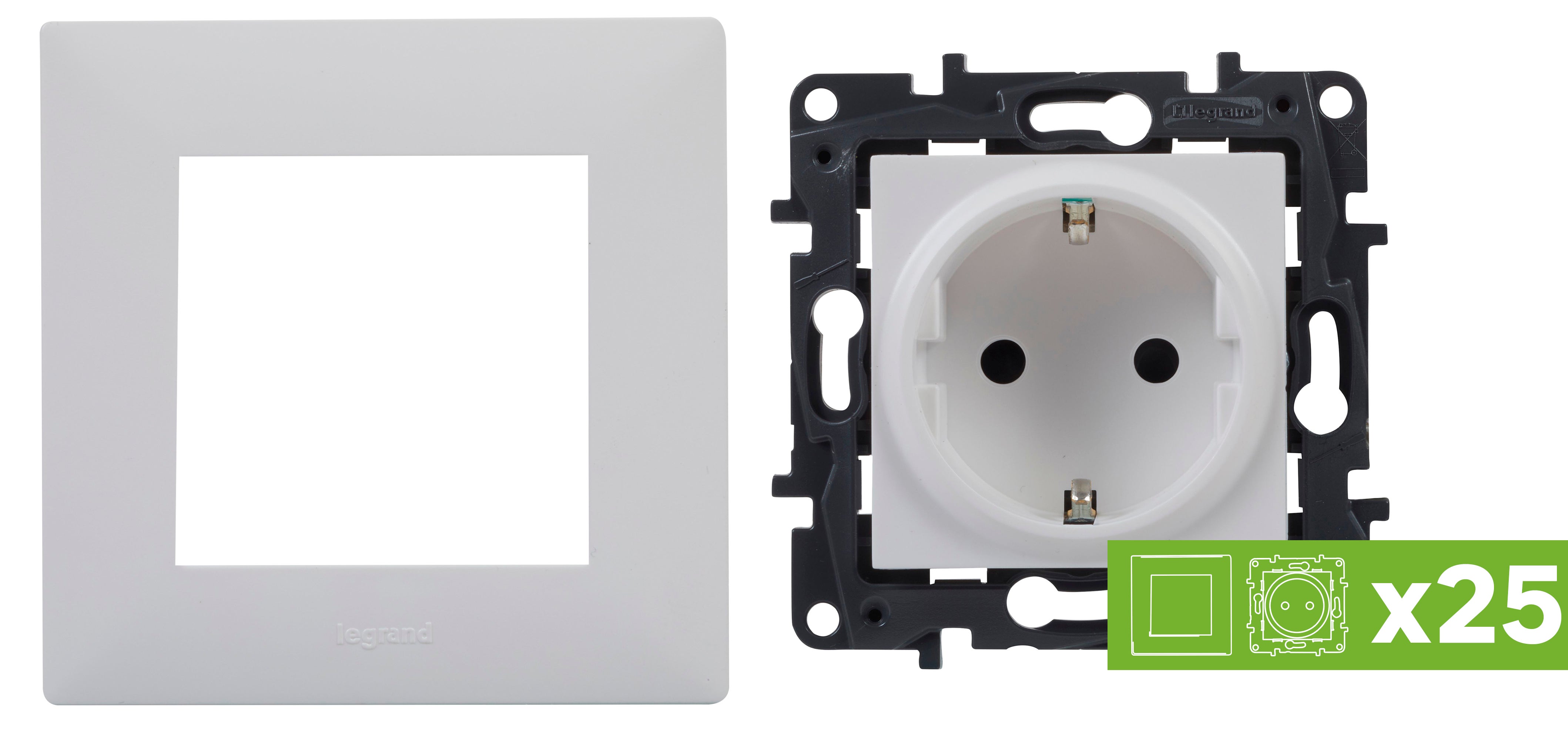 Pack 25 enchufes niloé step blanco