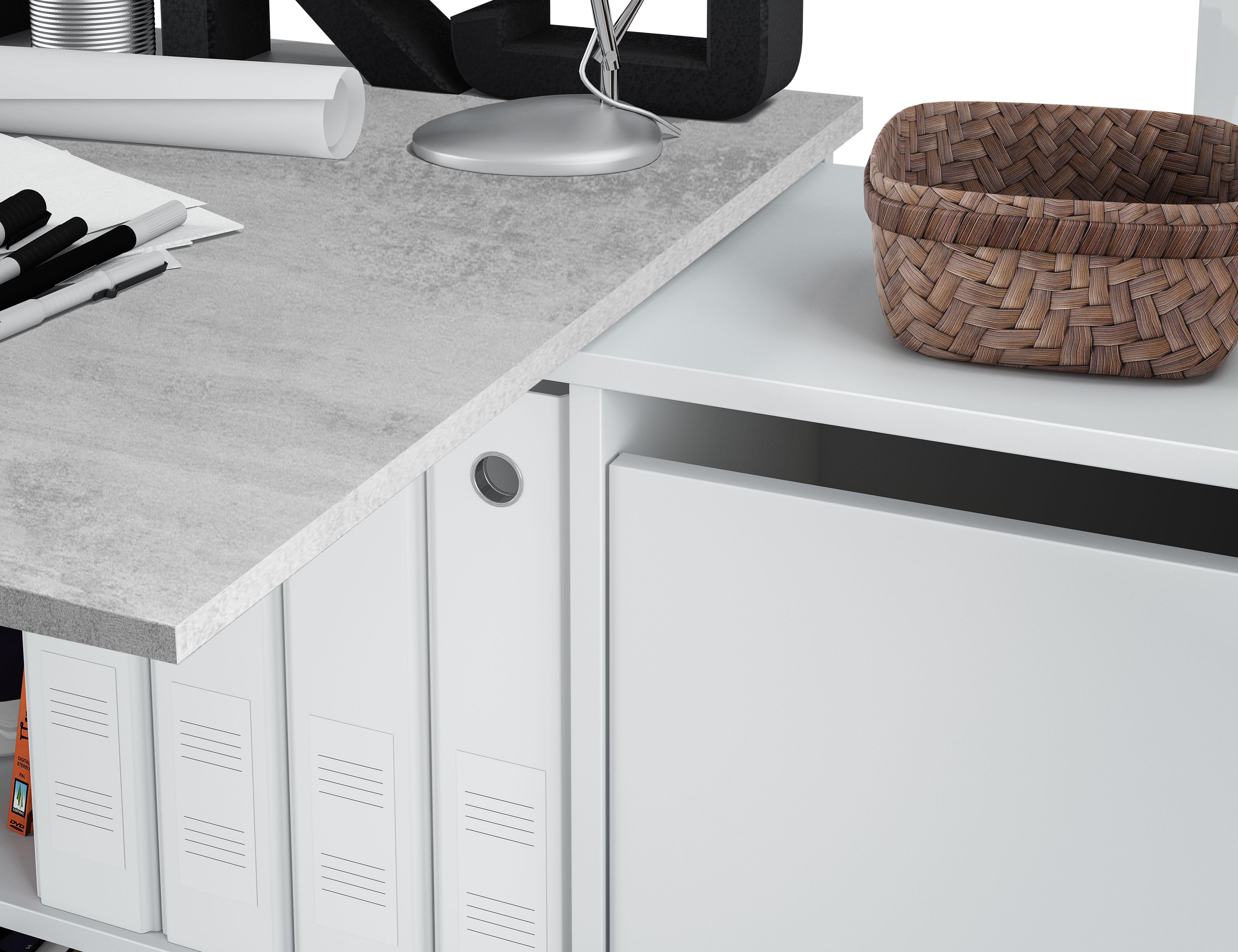 Mesa escritorio Adapta plus blanco artik y cemento 136x66x74 cm - 10