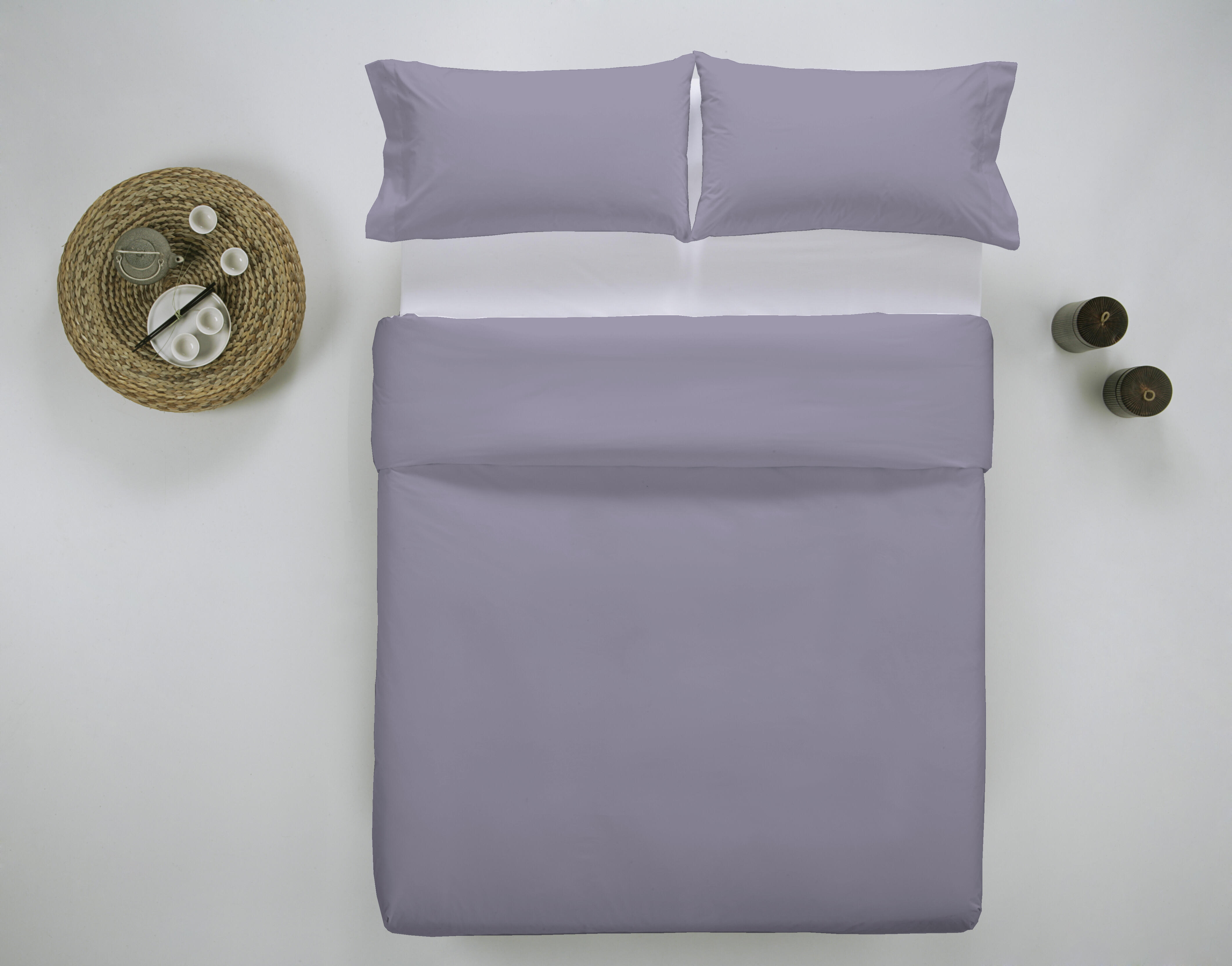 Funda nórdica wash grament lisa algodón 200 hilos azul lavanda cama de 200 cm