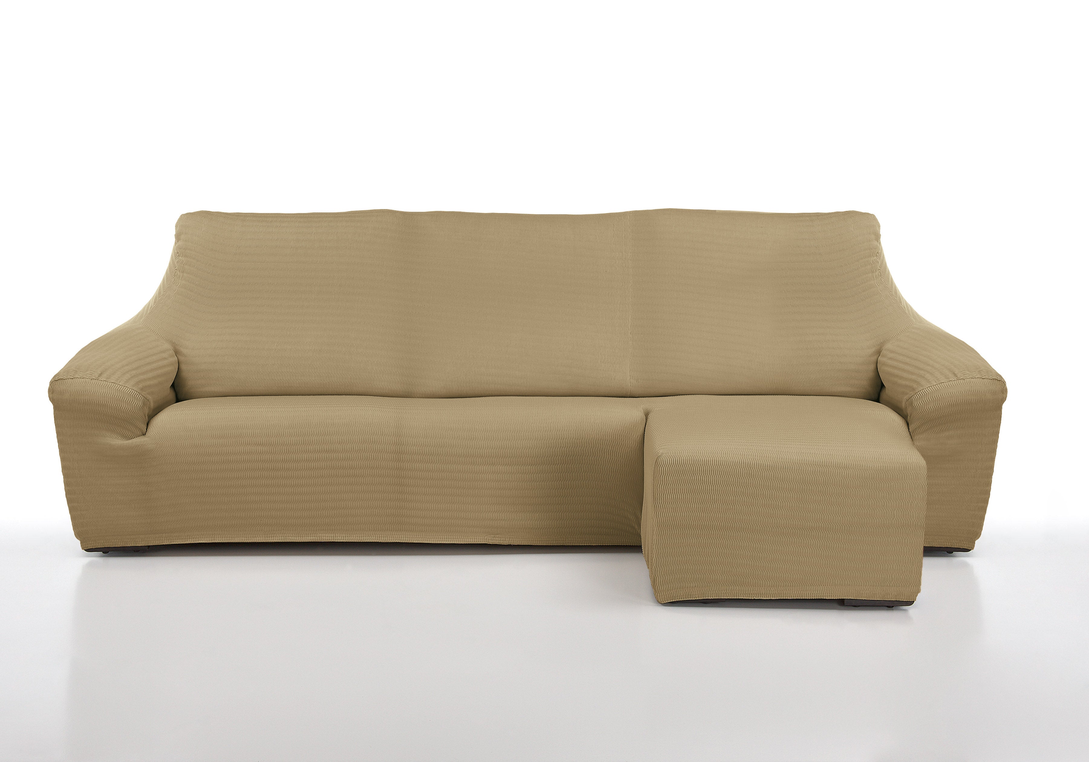 Funda chaise longue elástica brazo corto playa taupe izq.