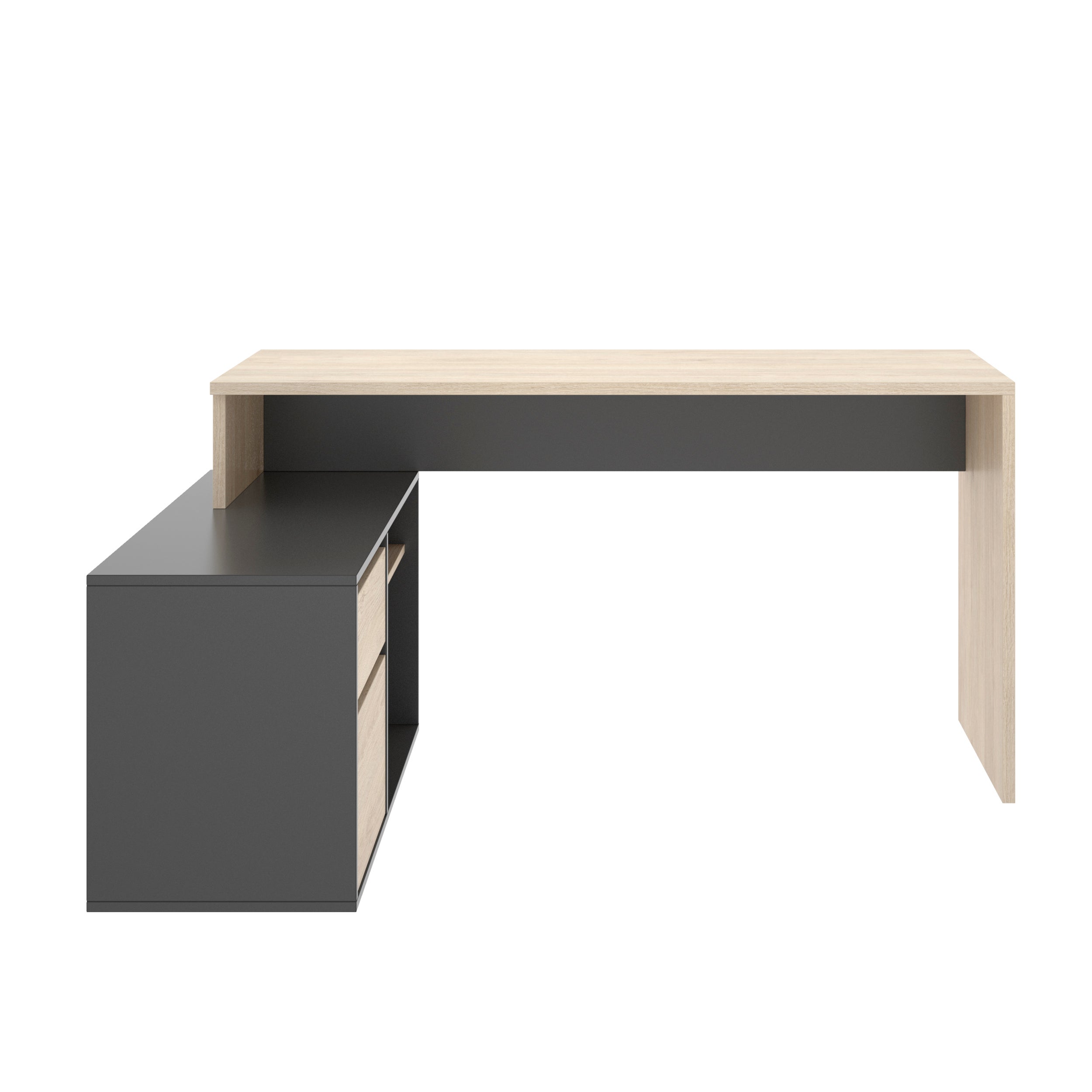 Mesa de escritorio Iain roble y gris 139x92x75 cm - 4