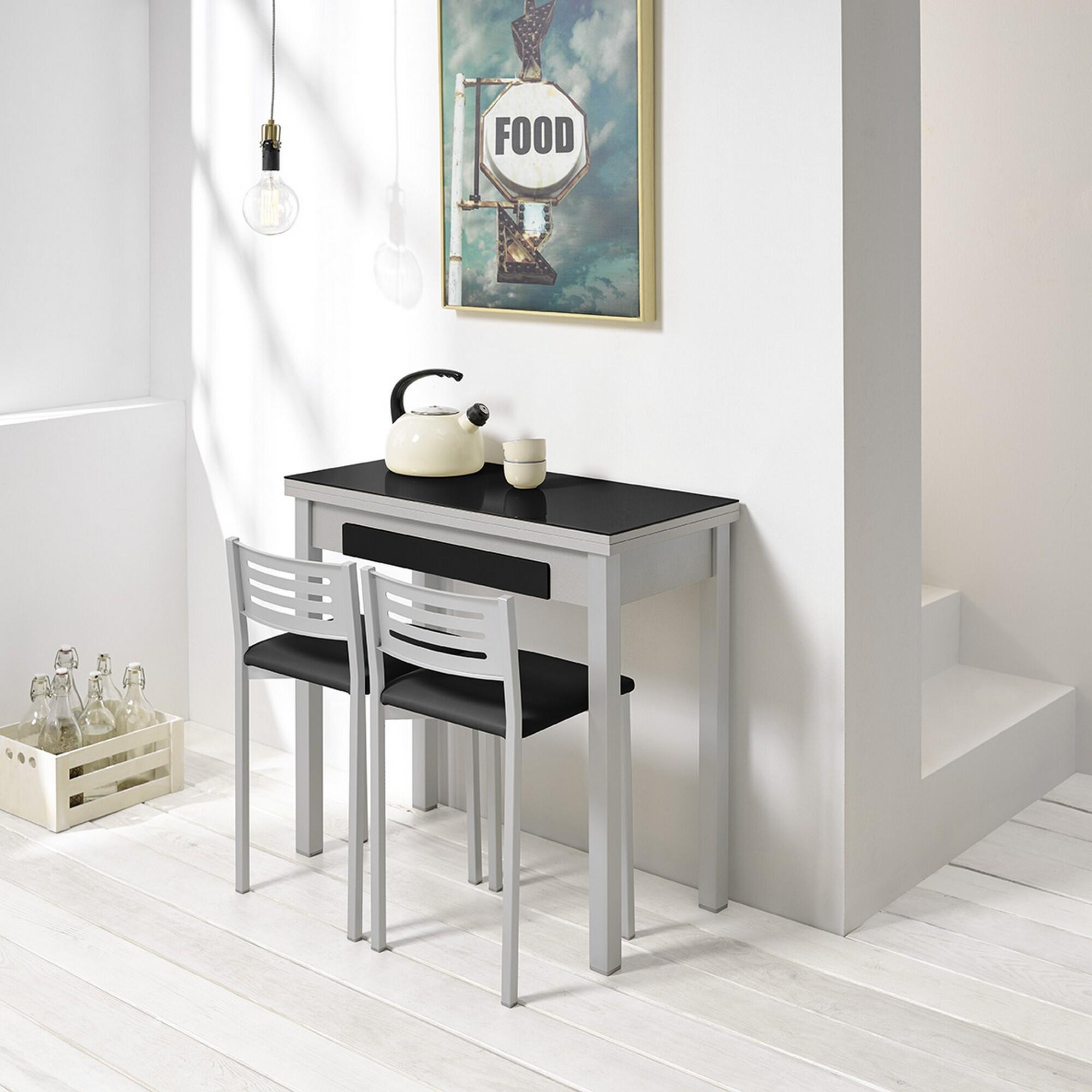 Mesa alba aluminio cristal blanco optico 90x45