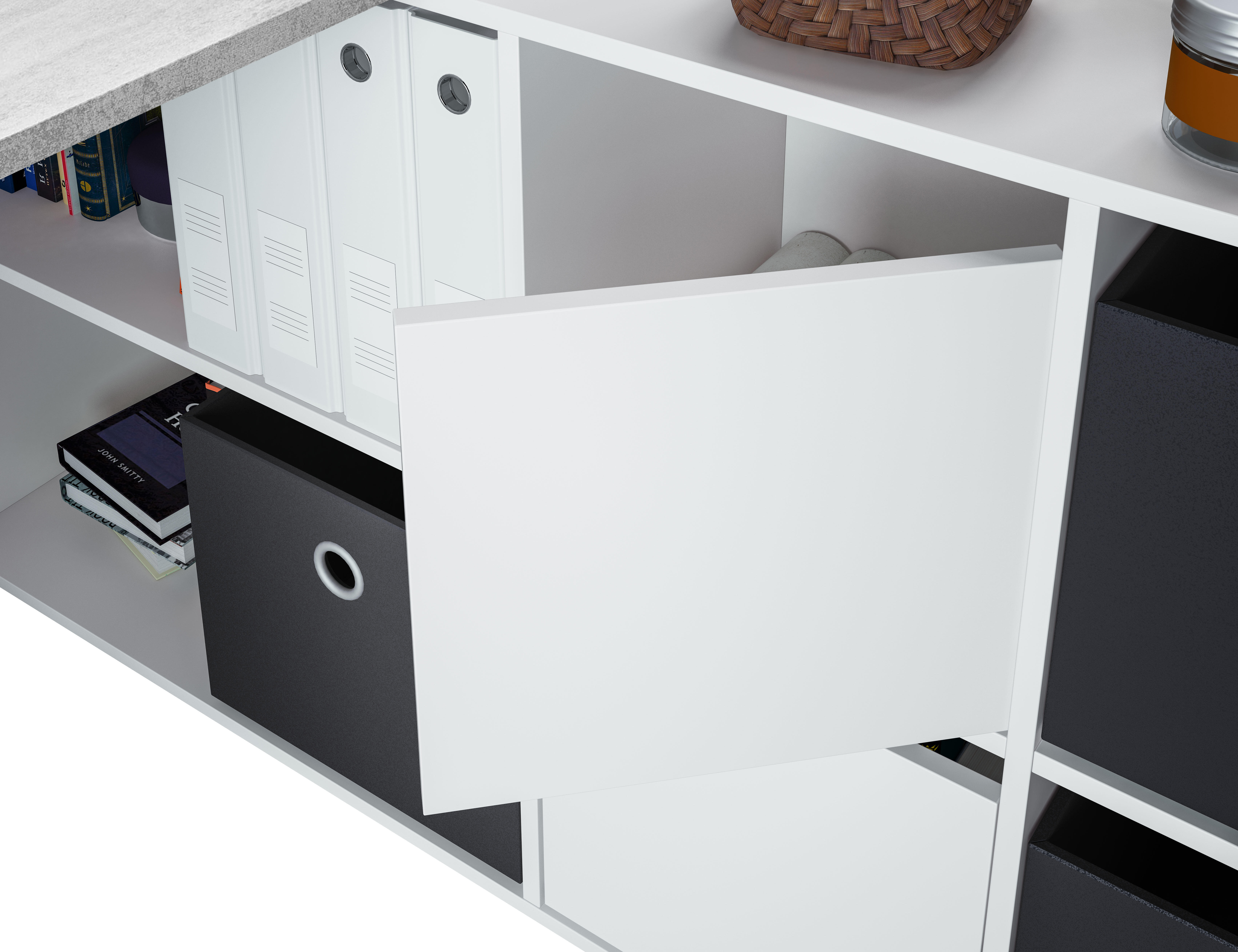 Mesa escritorio Adapta plus blanco artik y cemento 136x66x74 cm - 8
