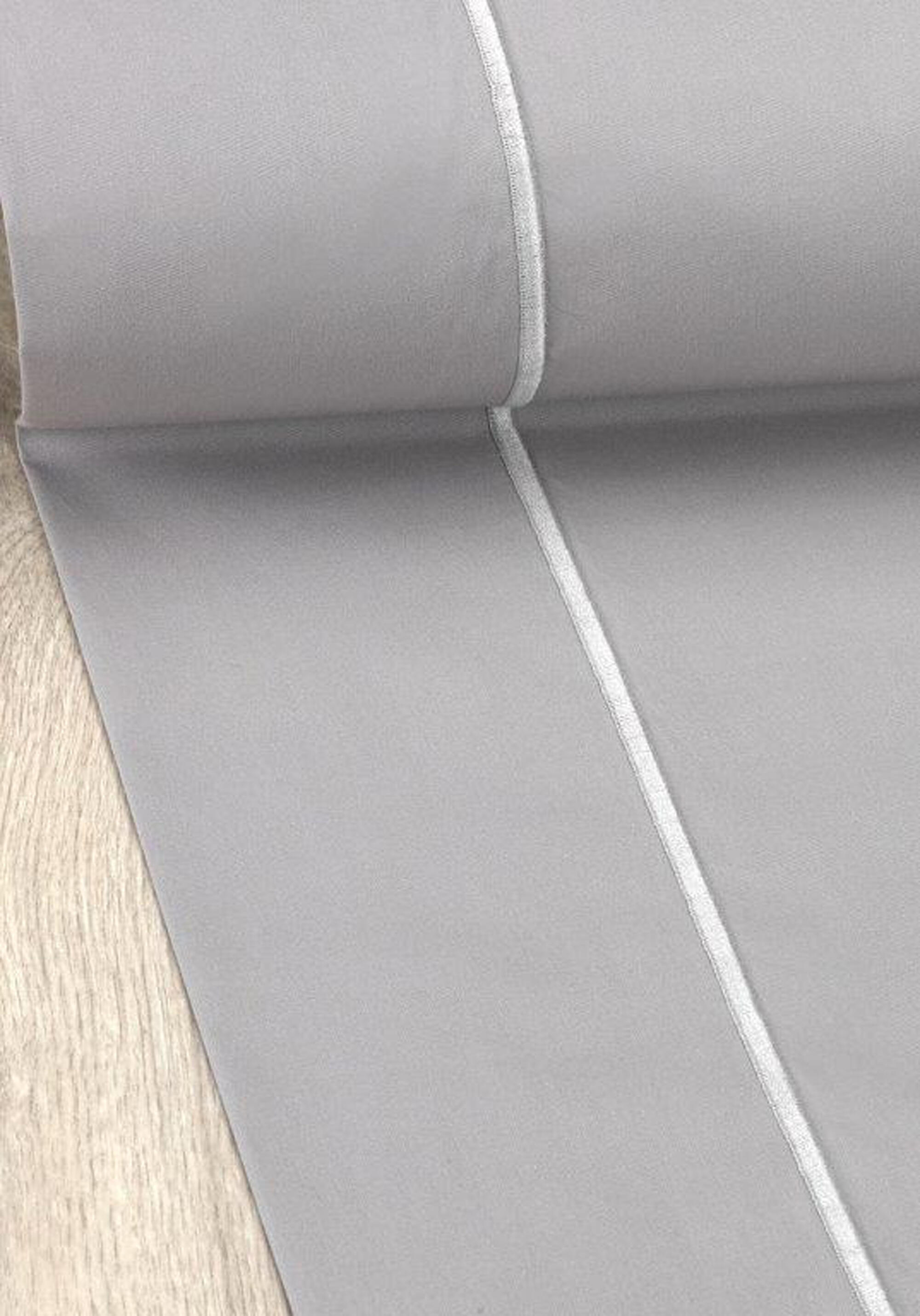 Sábana encimera de percal Festón gris para cama de 150 cm - 2