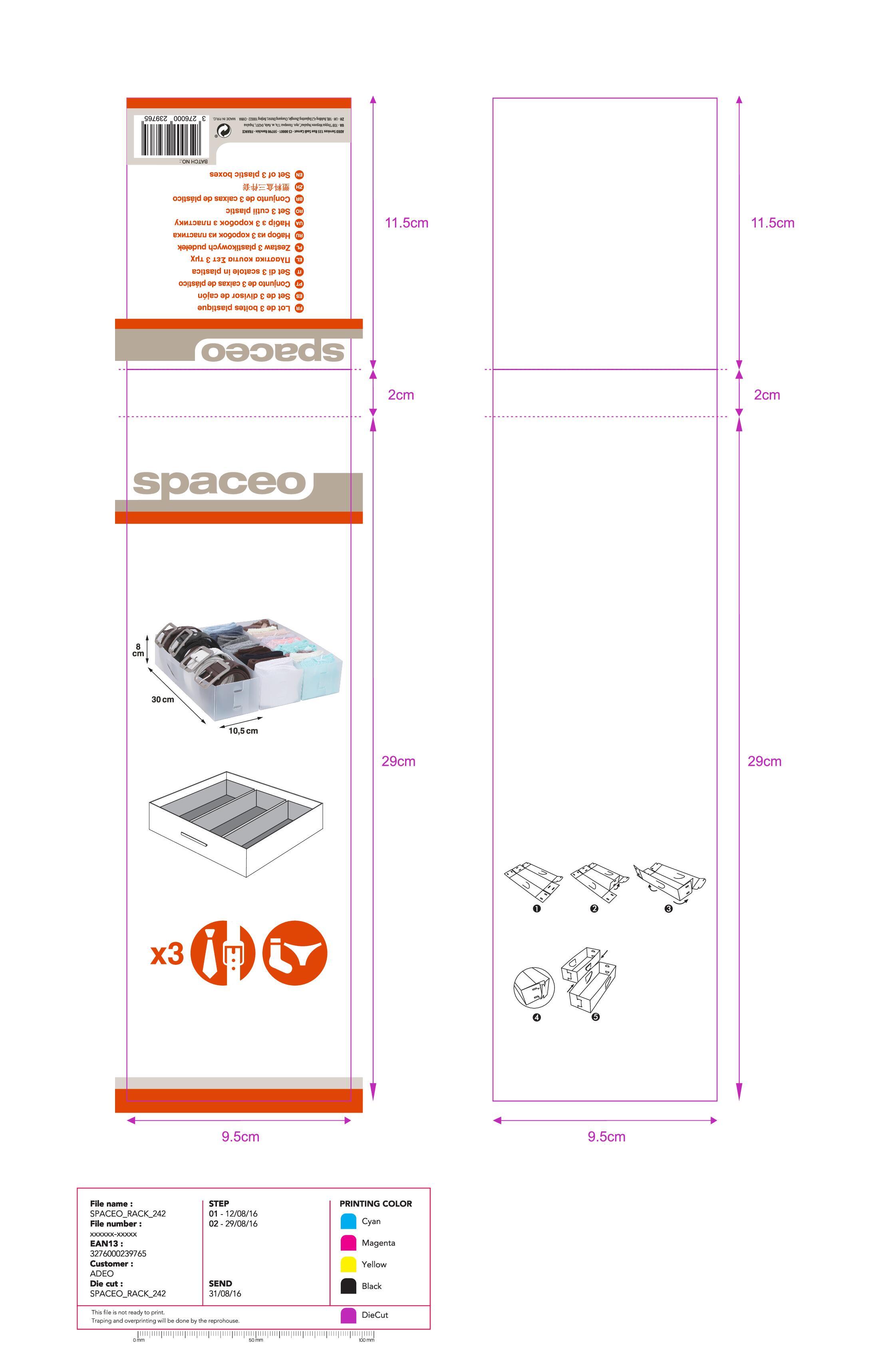 Pack 3 Organizadores de cajones SPACEO 10,5x8x30 cm (anchoxaltoxfondo) - 8