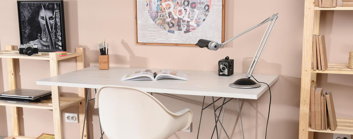 Las mejores ofertas en Vidrio blanco escritorios de Oficina en Casa