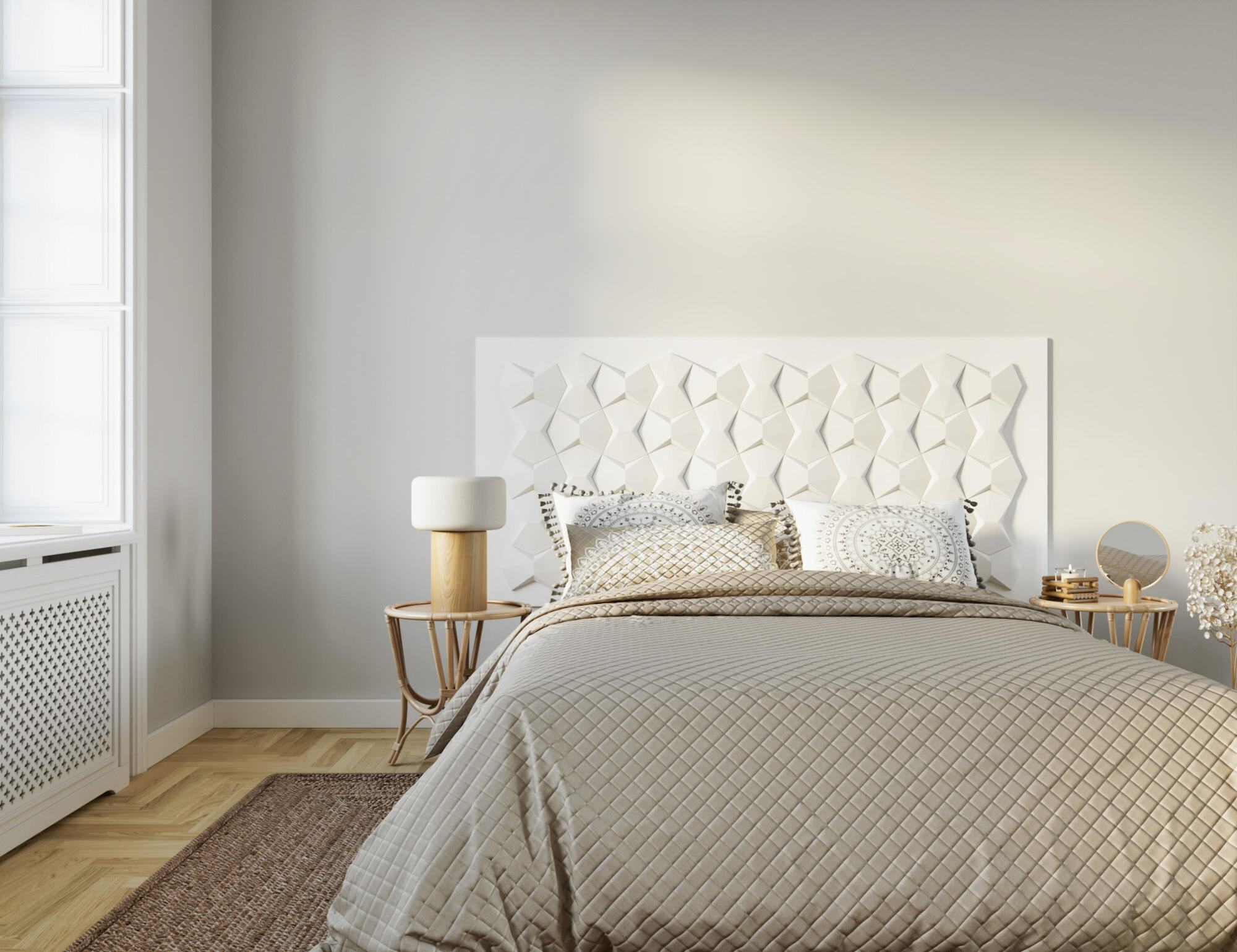 Cabecero de cama miami lacado blanco nieve de 143x90xcm (anchoxaltoxfondo)