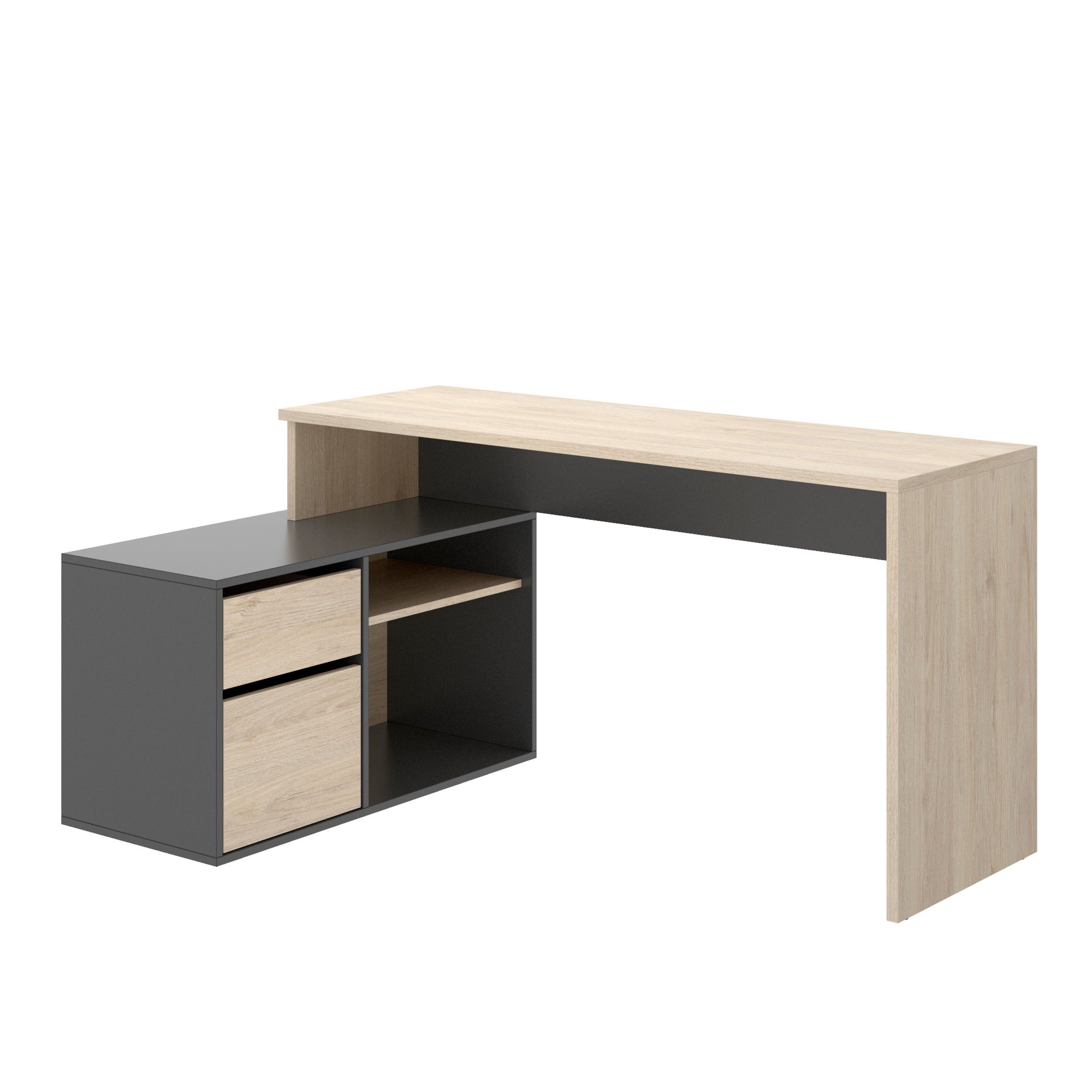 Mesa de escritorio Iain roble y gris 139x92x75 cm - 3