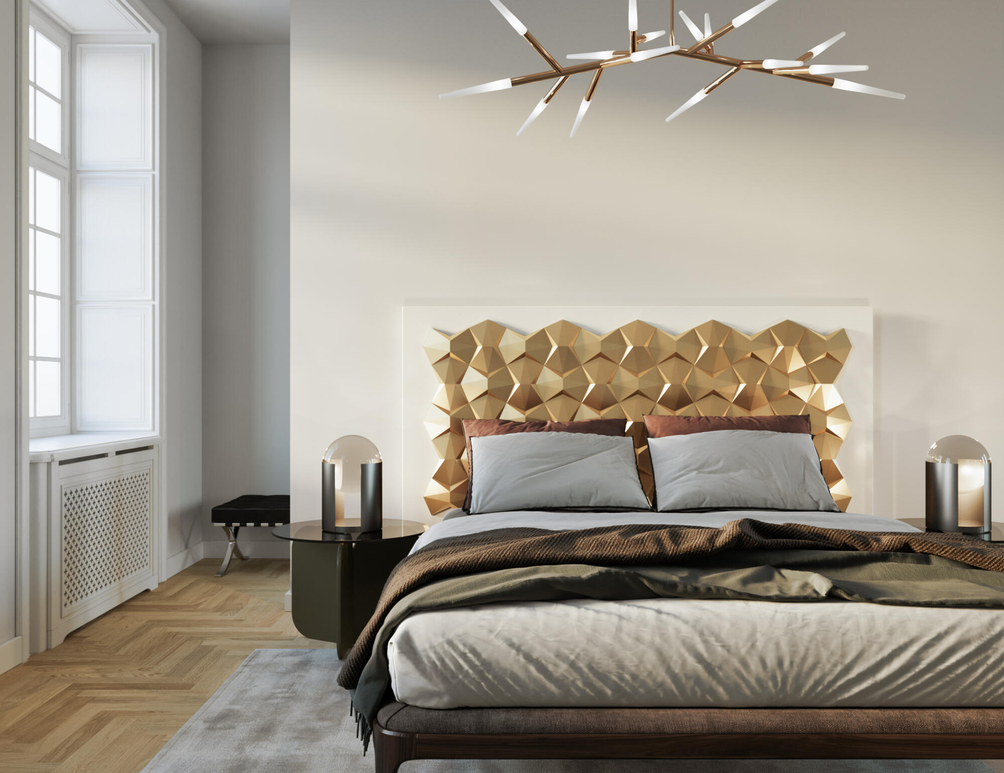 Cabecero de cama miami oro efecto metálico189x90x6.5cm (anchoxaltoxfondo)