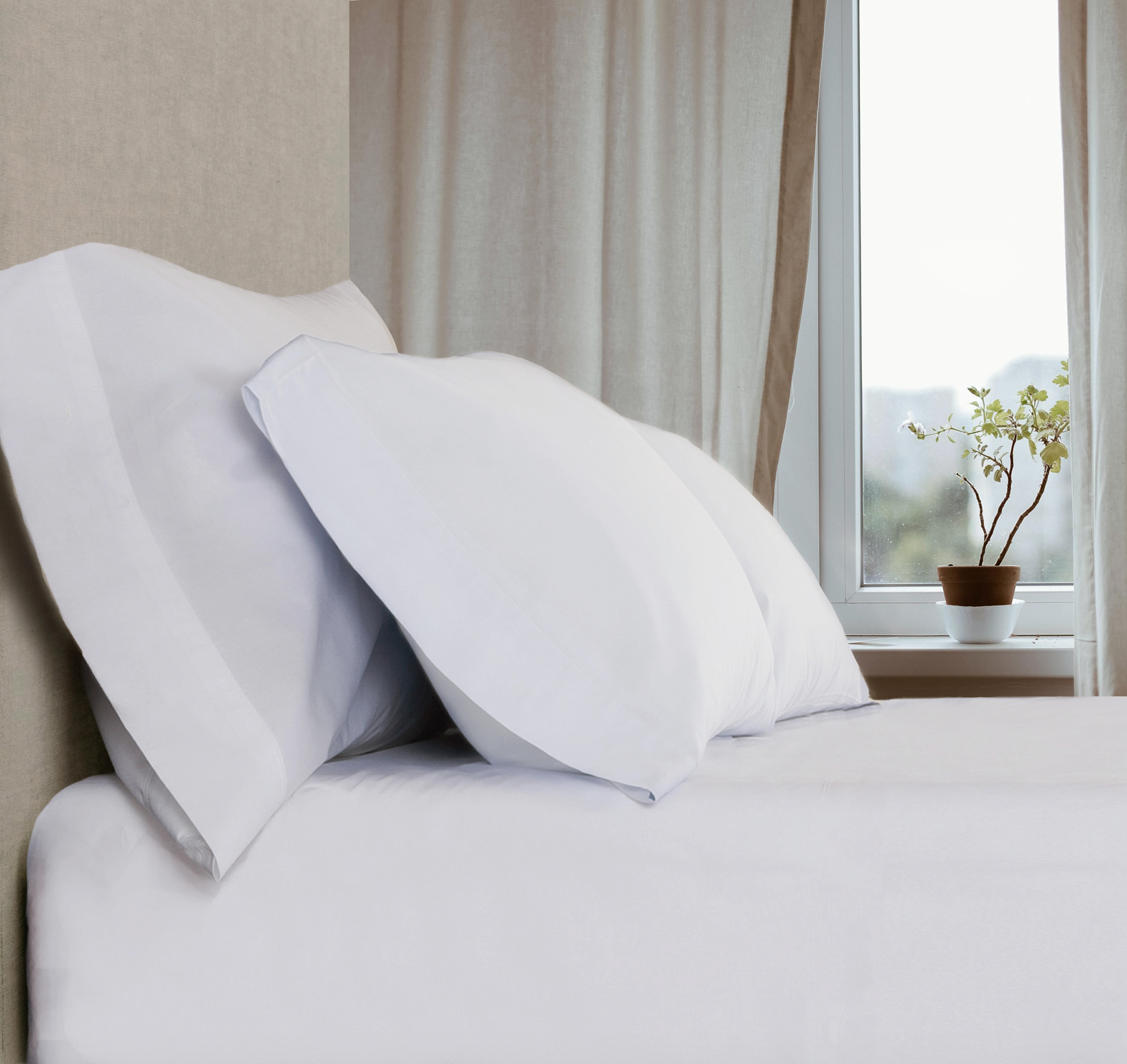 Sábana bajera con elástico algodón egipcio 400 hilos Egipcio 400 blanco 135x290 para cama de 135 cm - 3