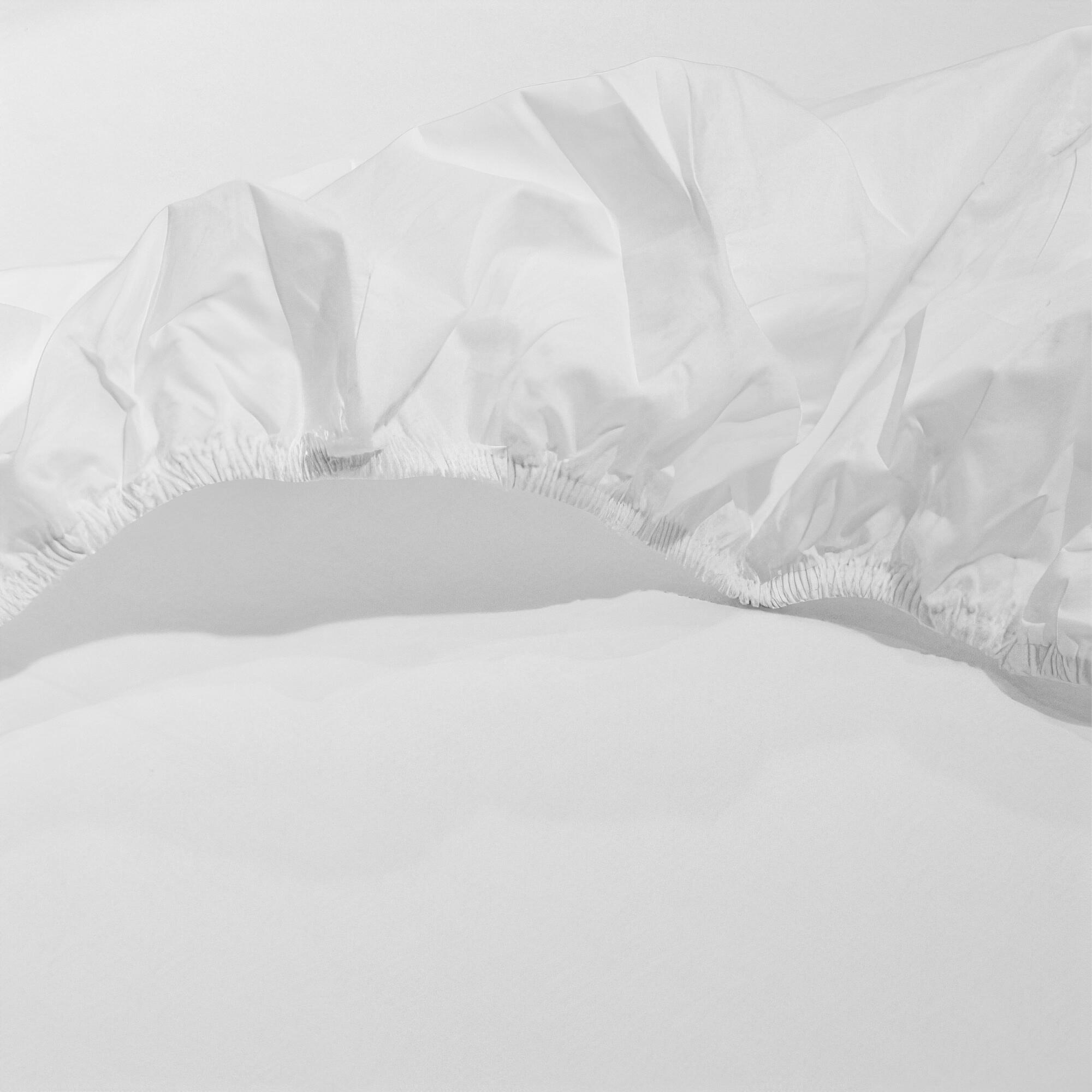 Sábana bajera con elástico algodón egipcio 300 hilos INSPIRE Egipcio 300 blanco 135x290 para cama de 135 cm - 2