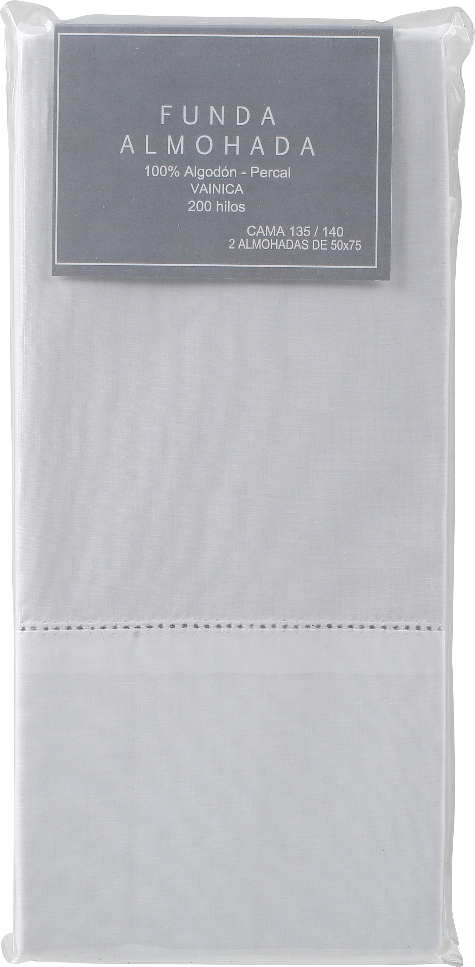 2 Fundas de almohada Vainica algodón percal 200 hilos blanco 50 x 75 cm para cama de 140 cm - 6