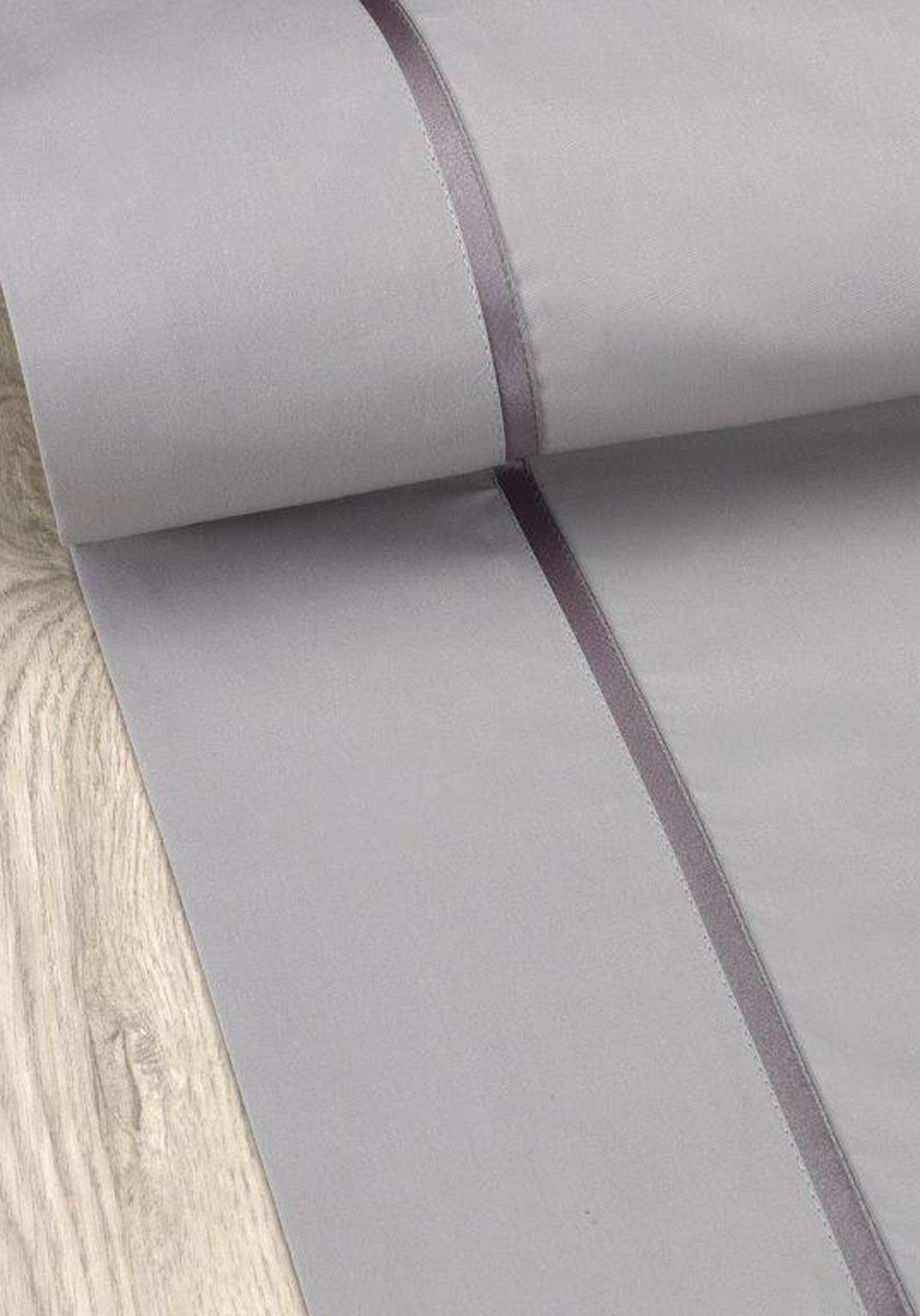 Sábana encimera Festón algodón percal 200 hilos gris 270x270 para cama de 150 cm - 2