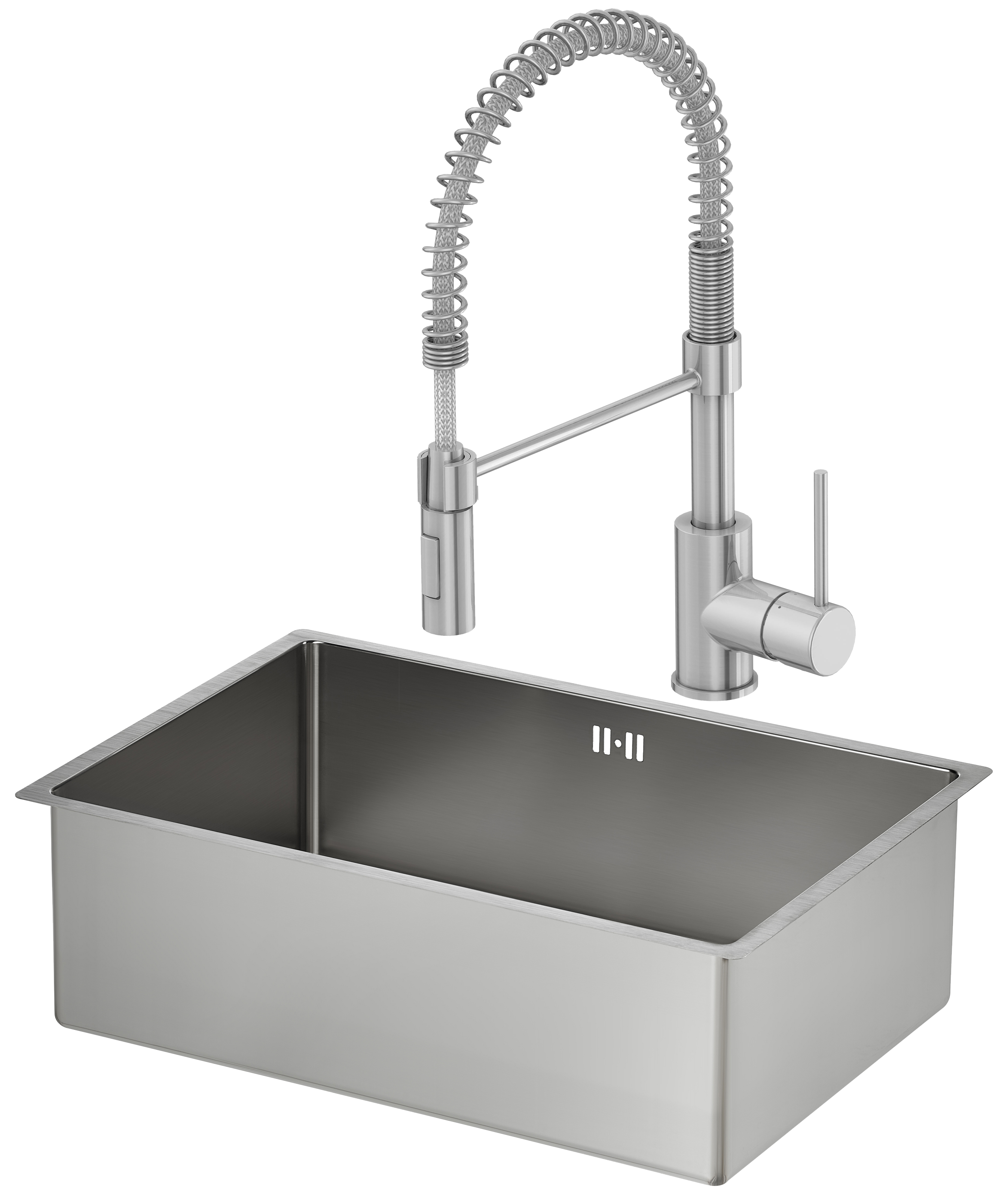 Fregadero De Granito VBChome Con Grifo Incluido - 77x44 Cm, Color Gris, Escurridor Largo, Empotrable Y Reversible