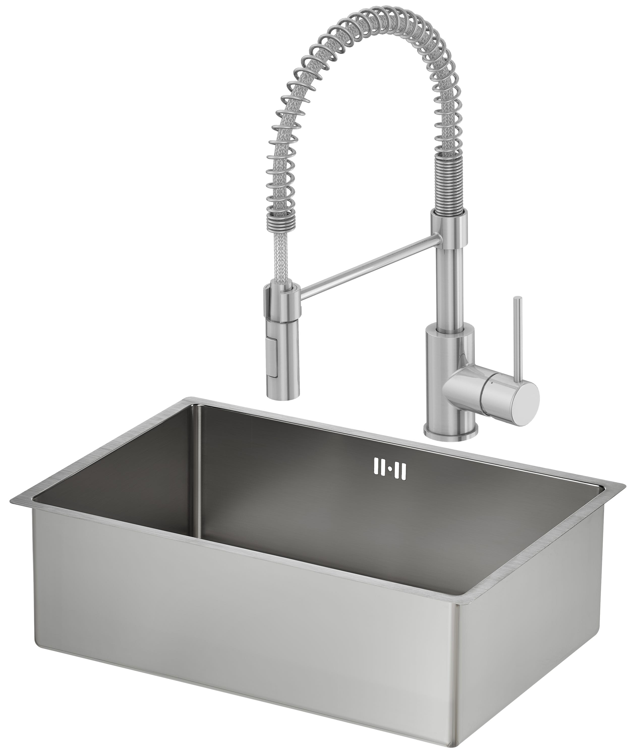 Fregadero De Granito VBChome Con Grifo Incluido - 77x44 Cm, Color Gris, Escurridor Largo, Empotrable Y Reversible