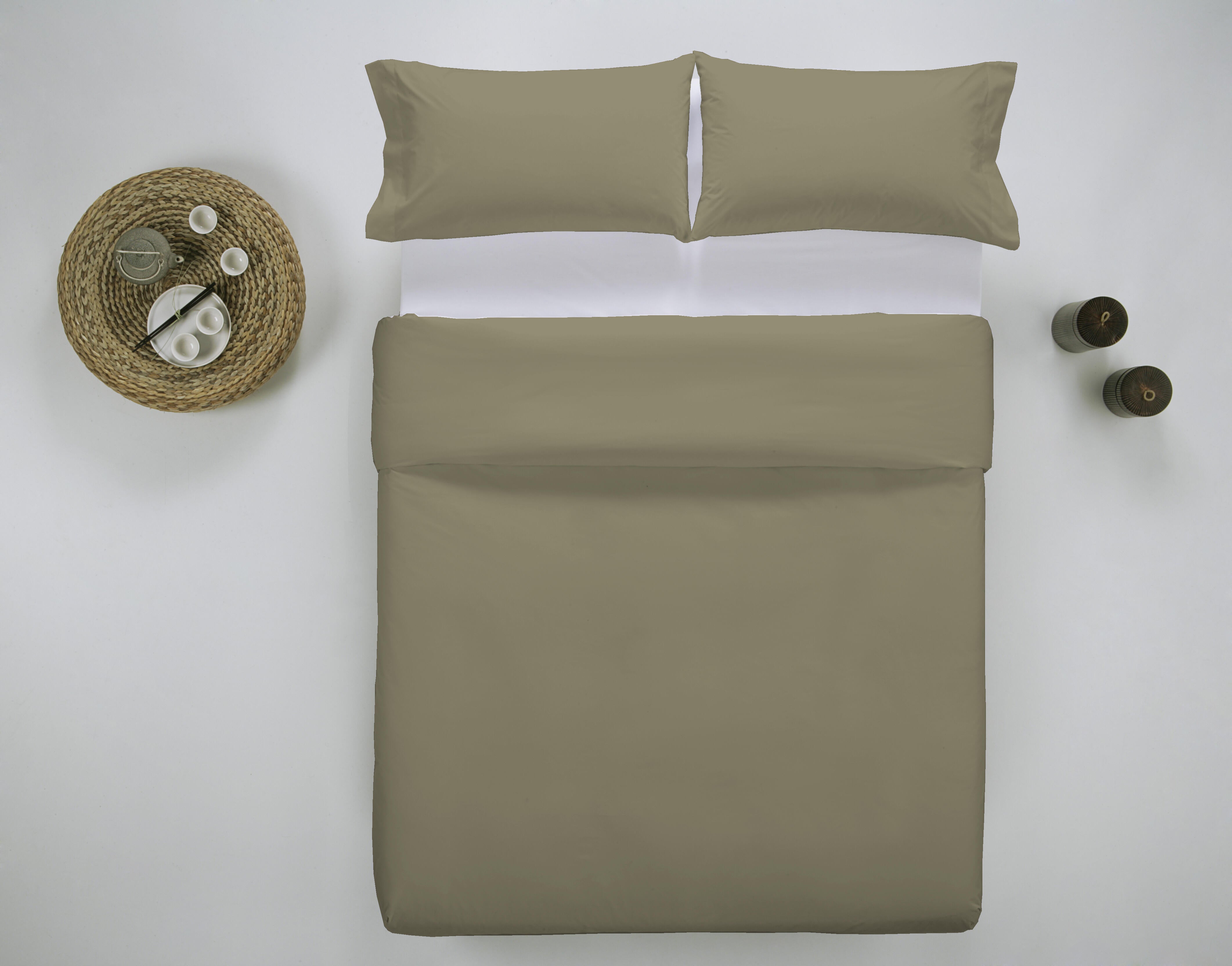 Funda nórdica wash garment lisa algodón 200 hilos marrón bronce cama de 150 cm