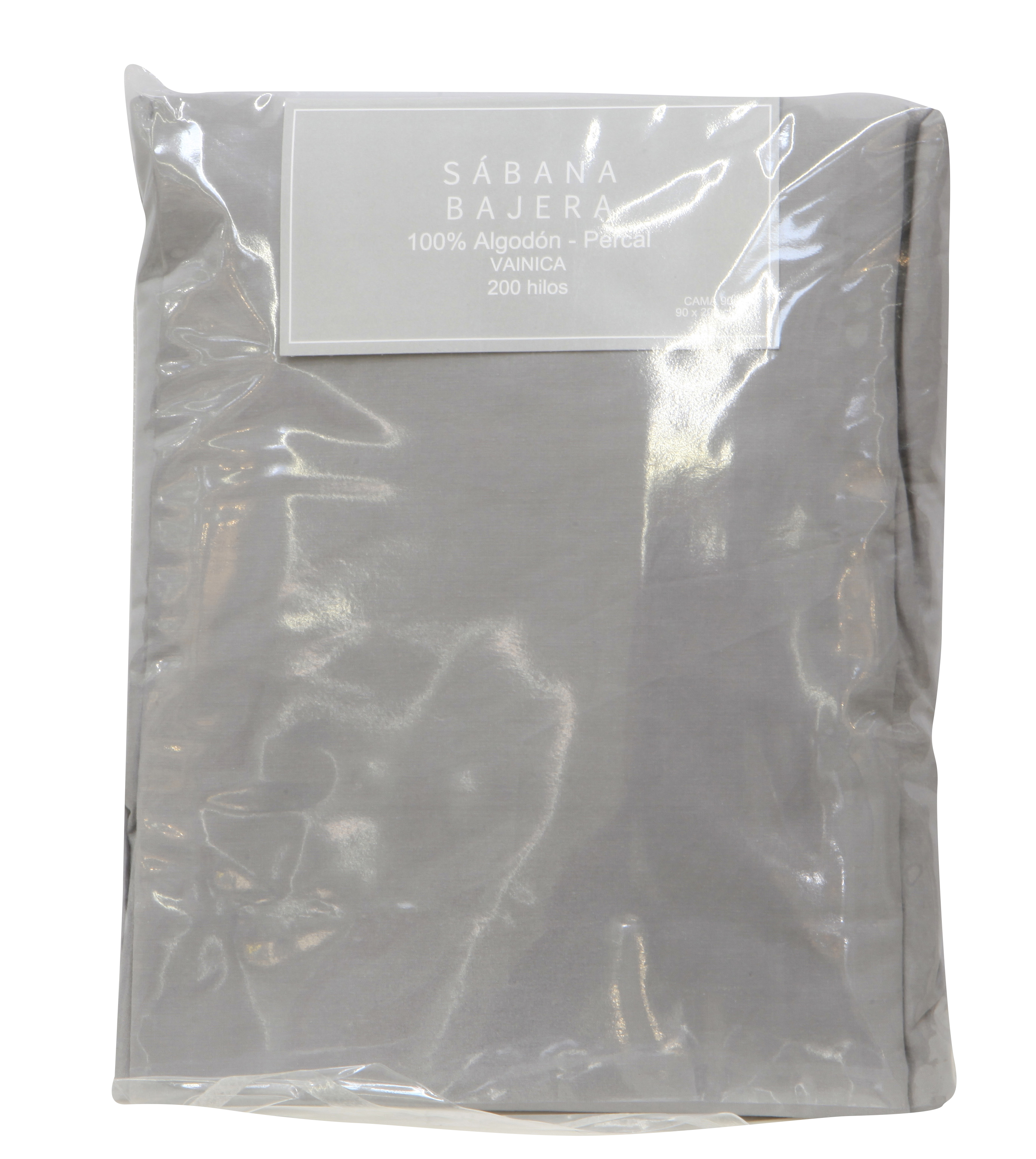 Sábana bajera  percal 200 hilos gris para cama de 150 cm - 2