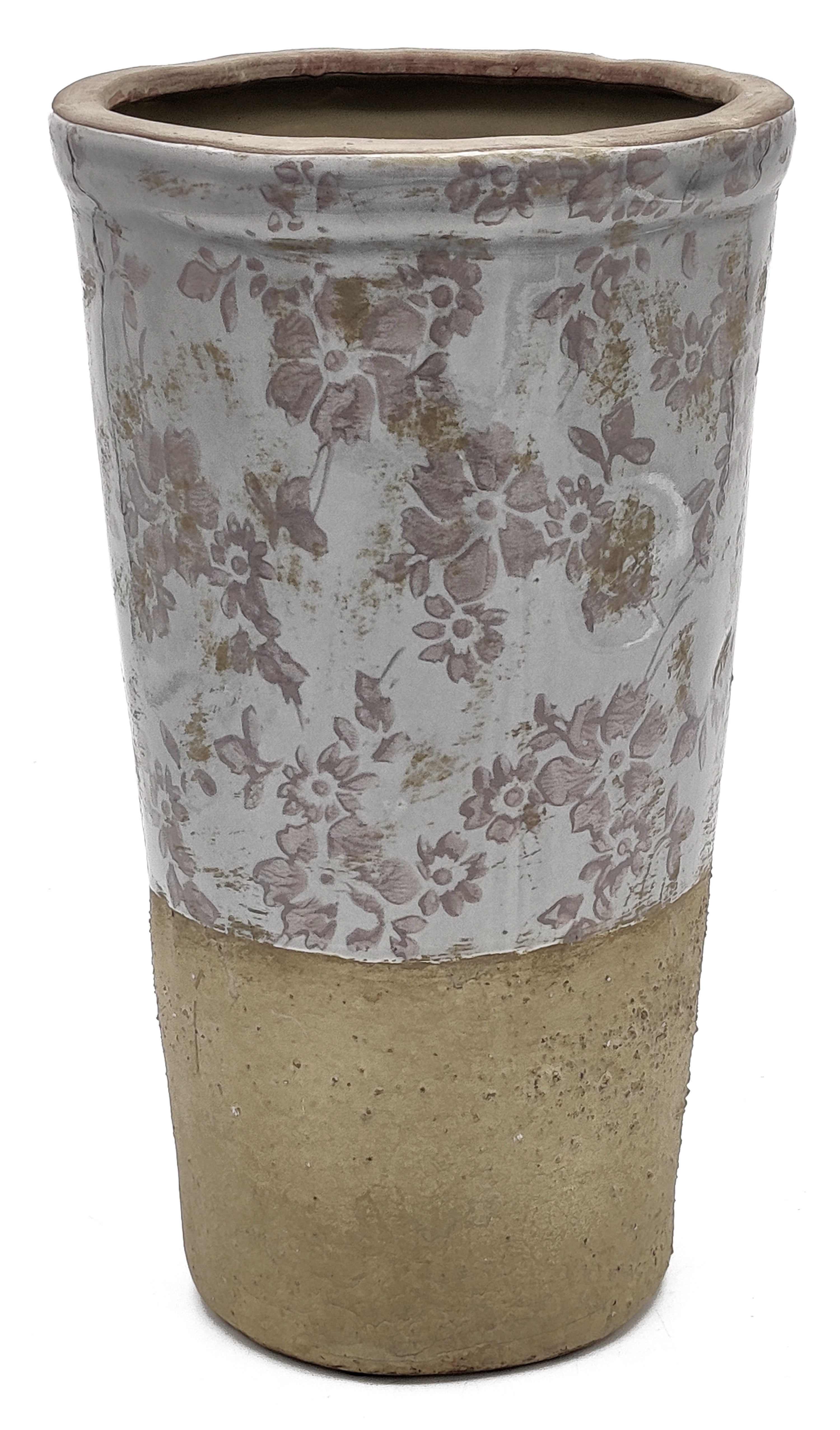 Jarrón cerámica blanco flores 13.5 x 24.5 cm