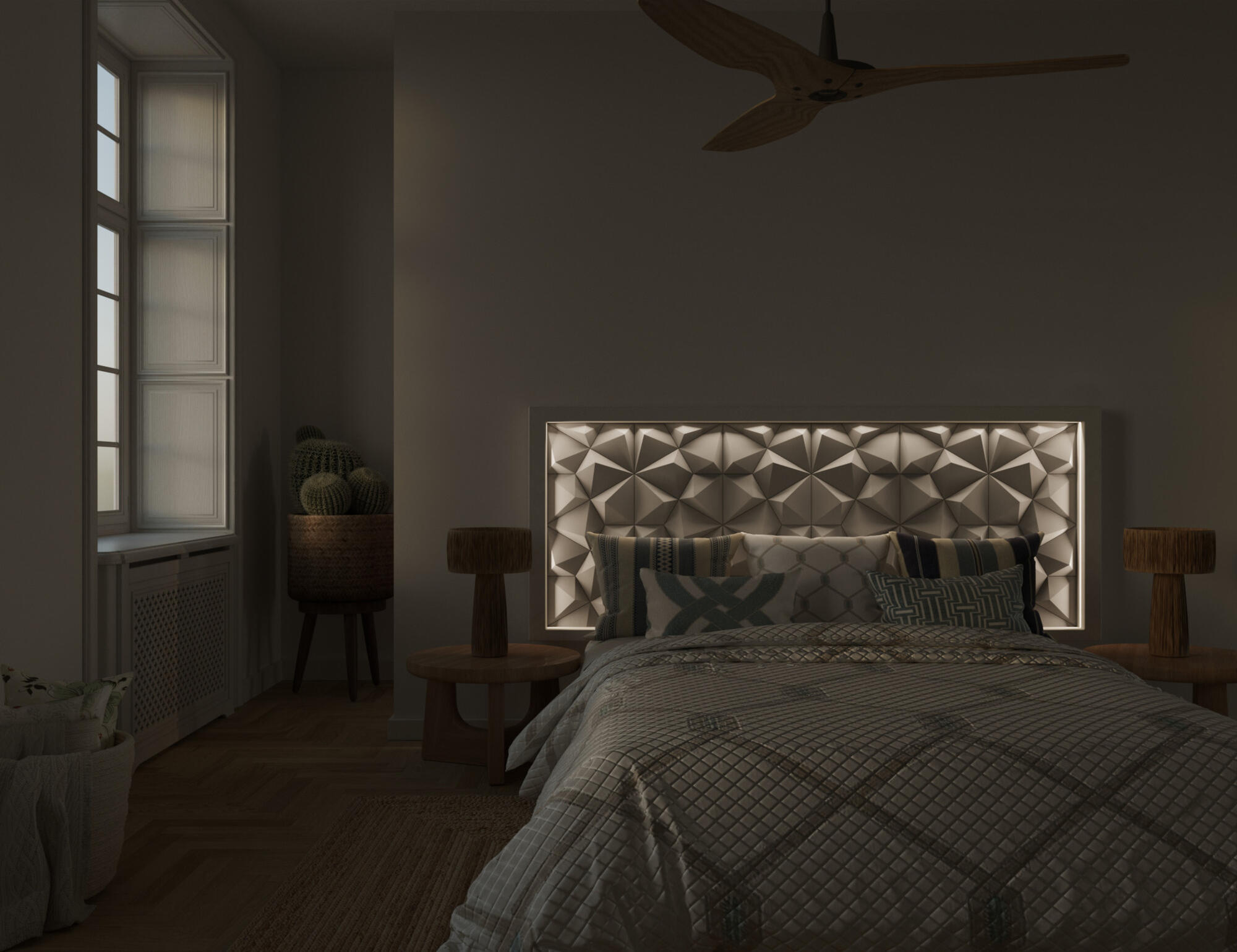 Cabecero de cama niza con led lacado gris de 182x88x6.5cm (anchoxaltoxfondo)