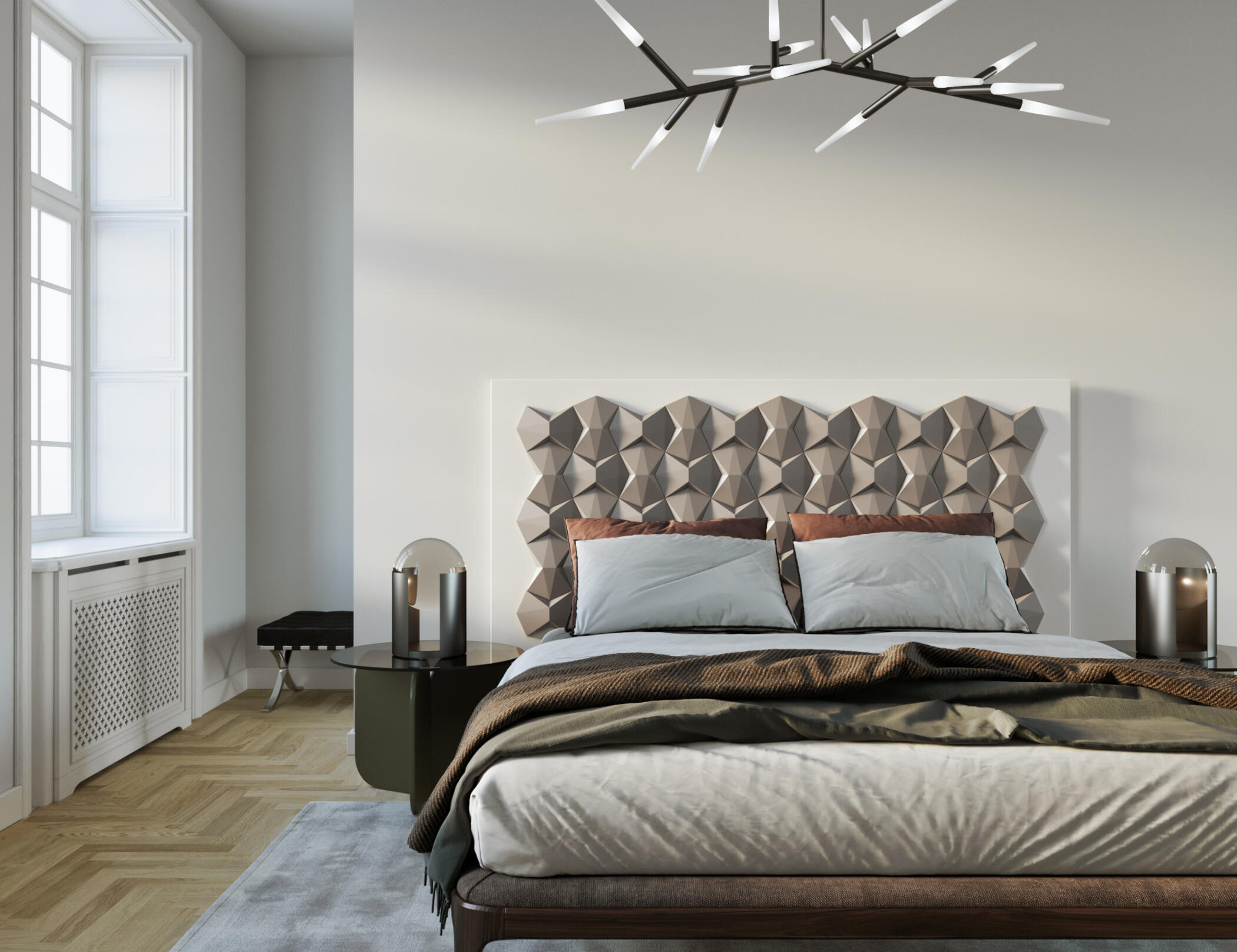 Cabecero de cama miami titanio efecto metálico 143x90xcm (anchoxaltoxfondo)