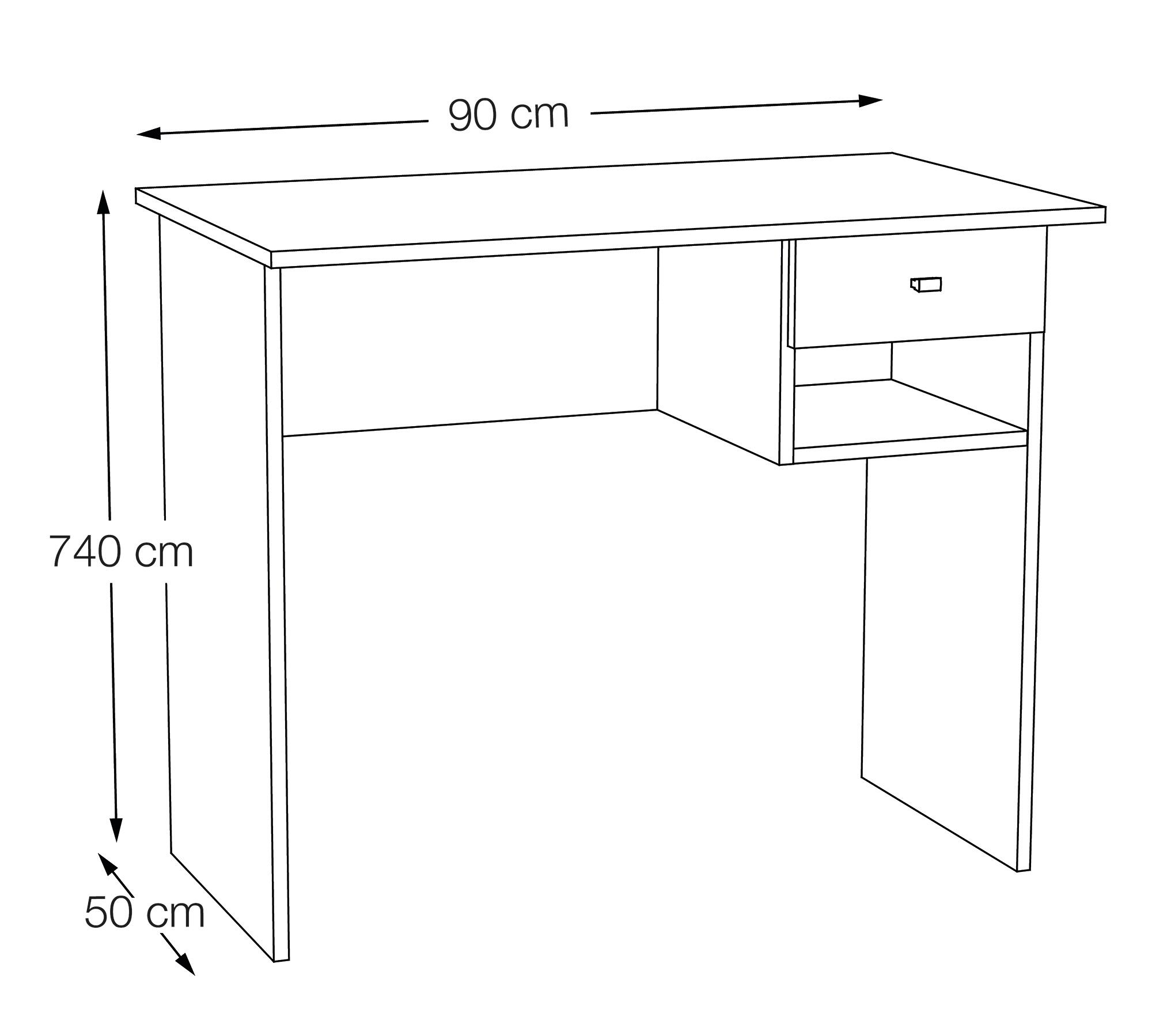 Secretária K9453 1 GAVETA 74X90X50CM BRANCA - 4
