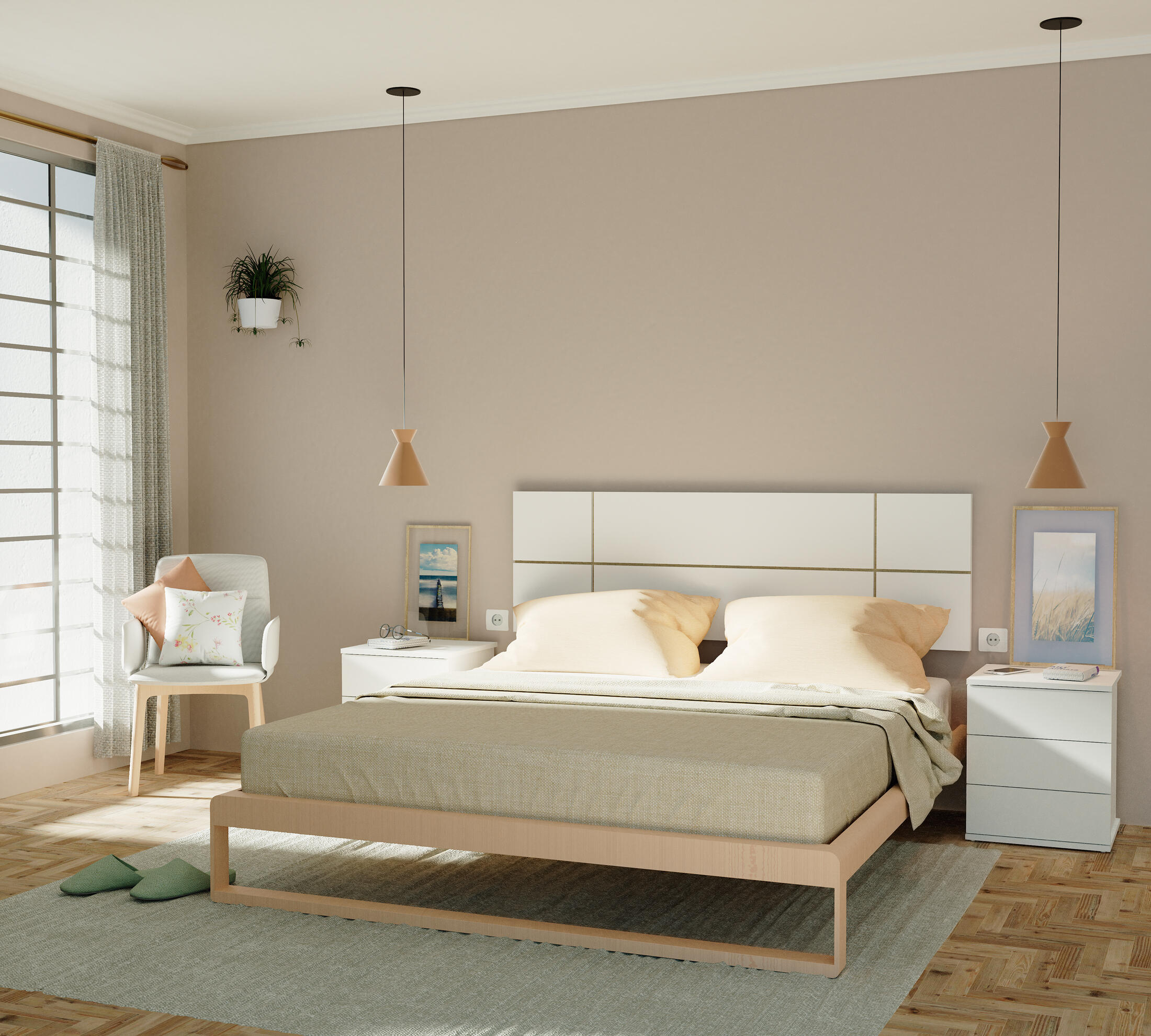 Cabecero de cama elsa blanco 160x50x3,2 cm (anchoxaltoxfondo)