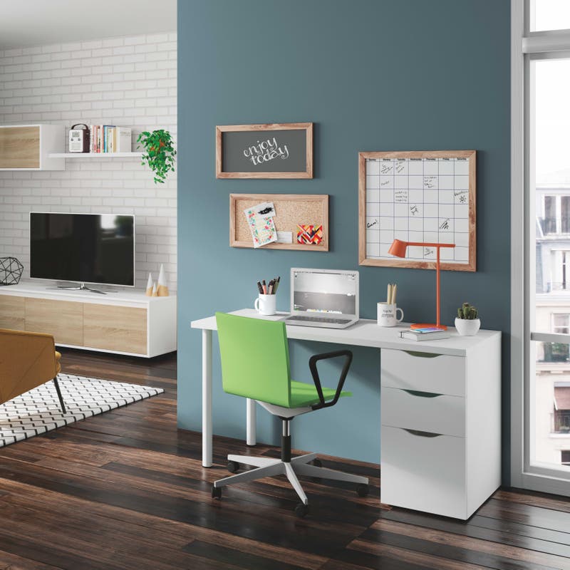 Habitdesign Mesa Escritorio con 2 Cajones, Mesa de Despacho, Mesa de  Oficina, Modelo Touch, Color Blanco Artik, Medidas: 138 cm (Ancho) x 50 cm