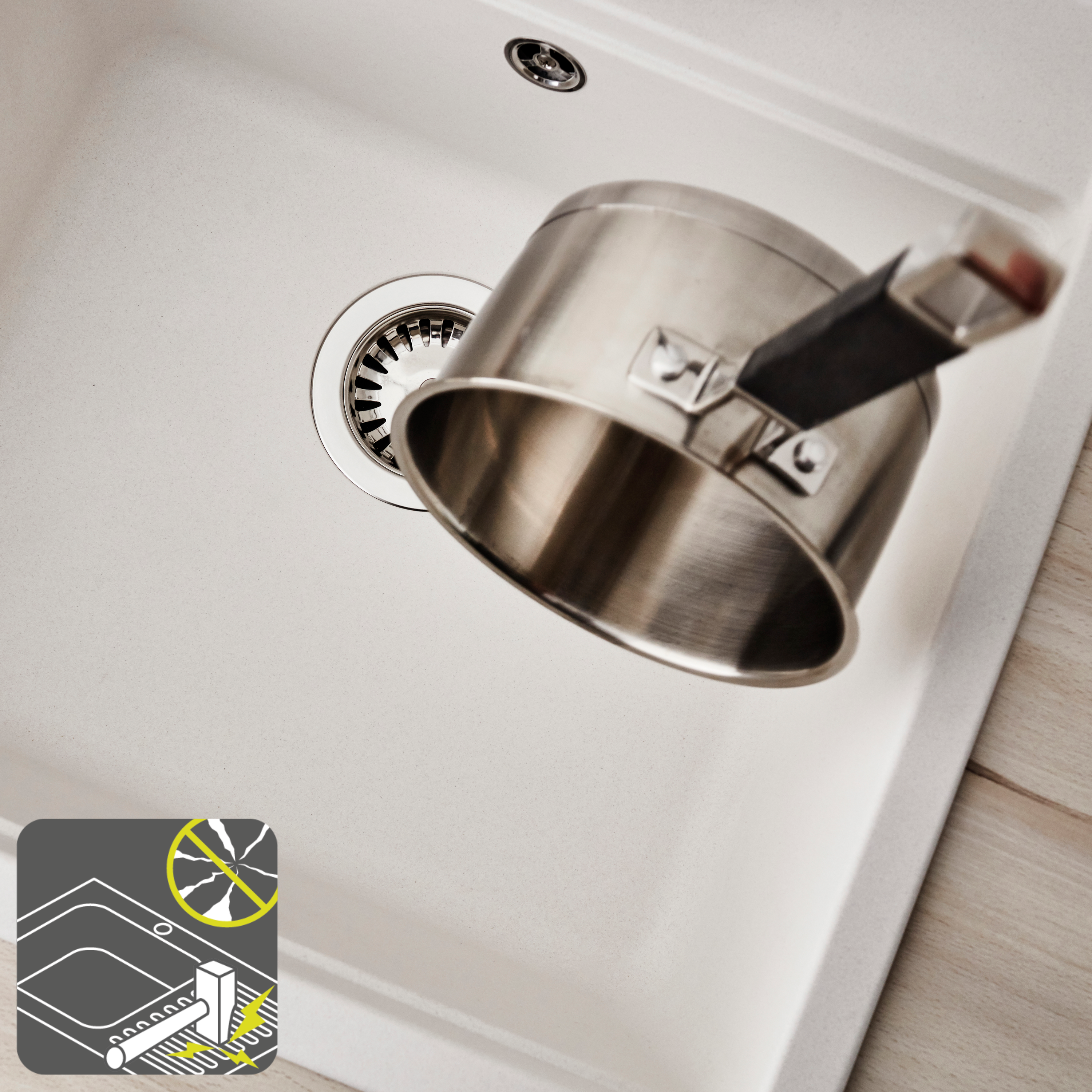 Evier en quartz 1 bac 49 x 51 cm vidage inclus Onega blanc - 4