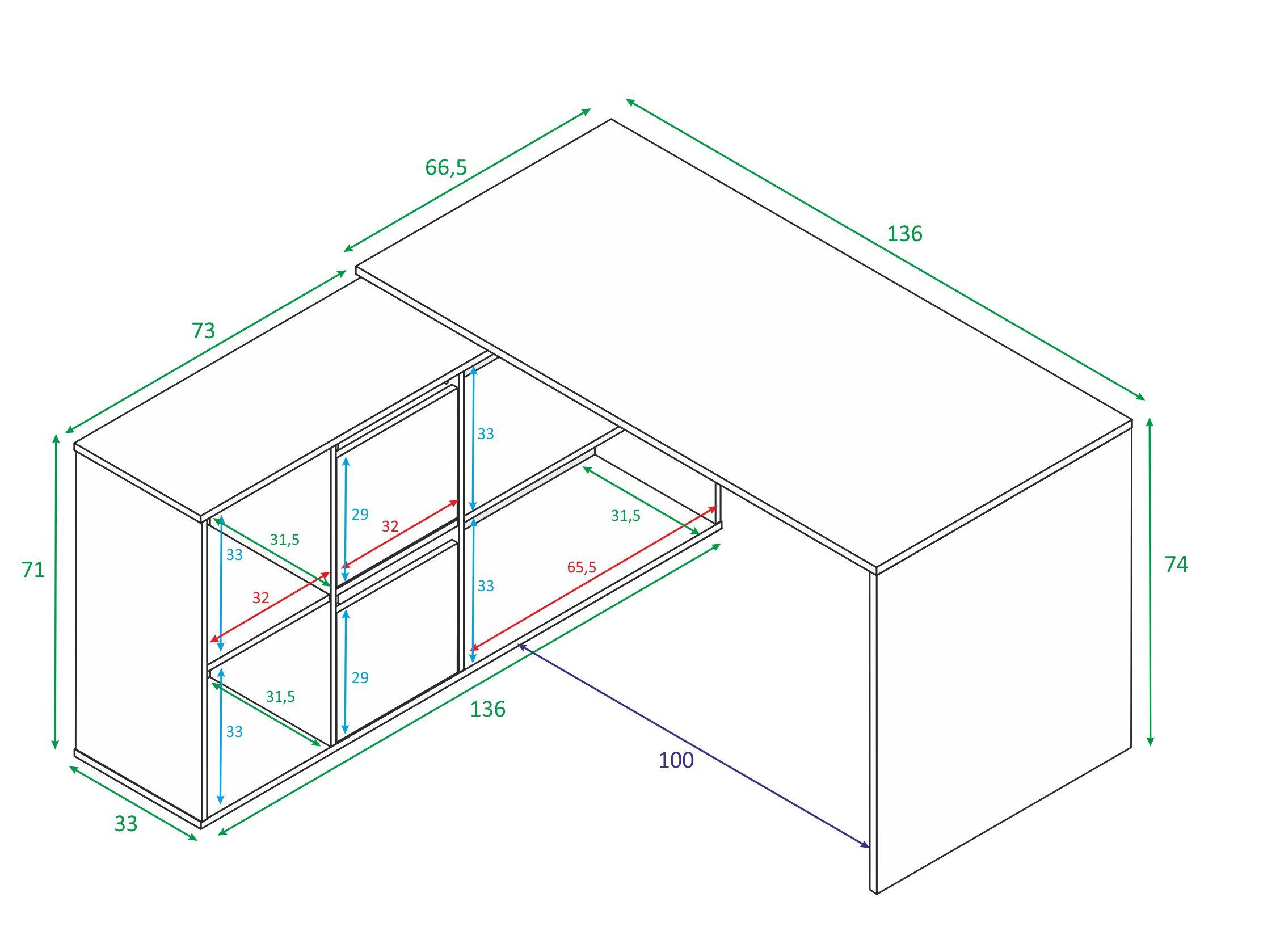 Mesa escritorio Adapta plus blanco artik y cemento 136x66x74 cm - 12