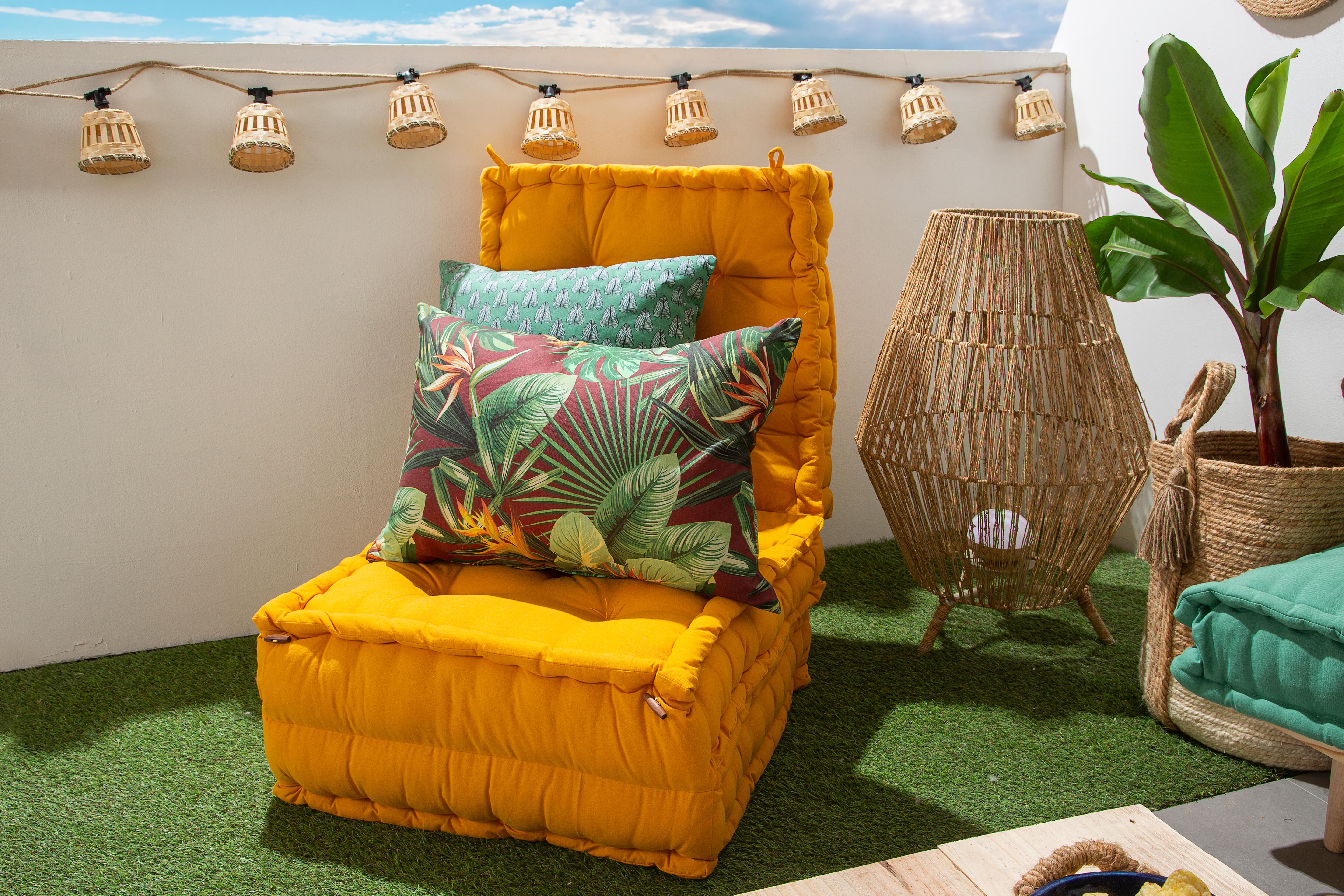 Cuscino da pavimento Futon Pouf Flexible effetto cotone giallo / dorato 60 x 60 cm - 5