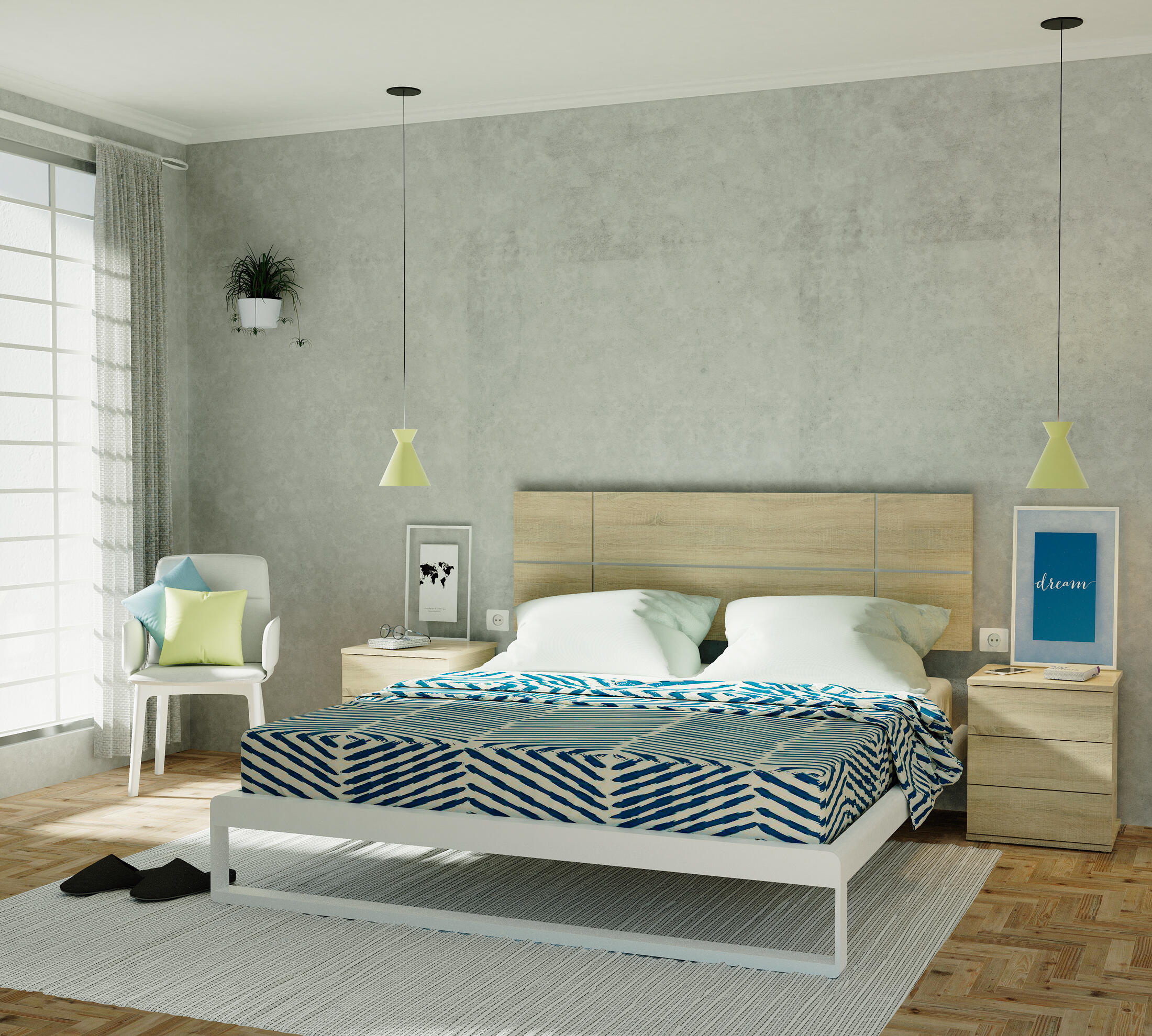 Cabecero de cama Elsa roble 160x50x3,2 cm (anchoxaltoxfondo) - 4