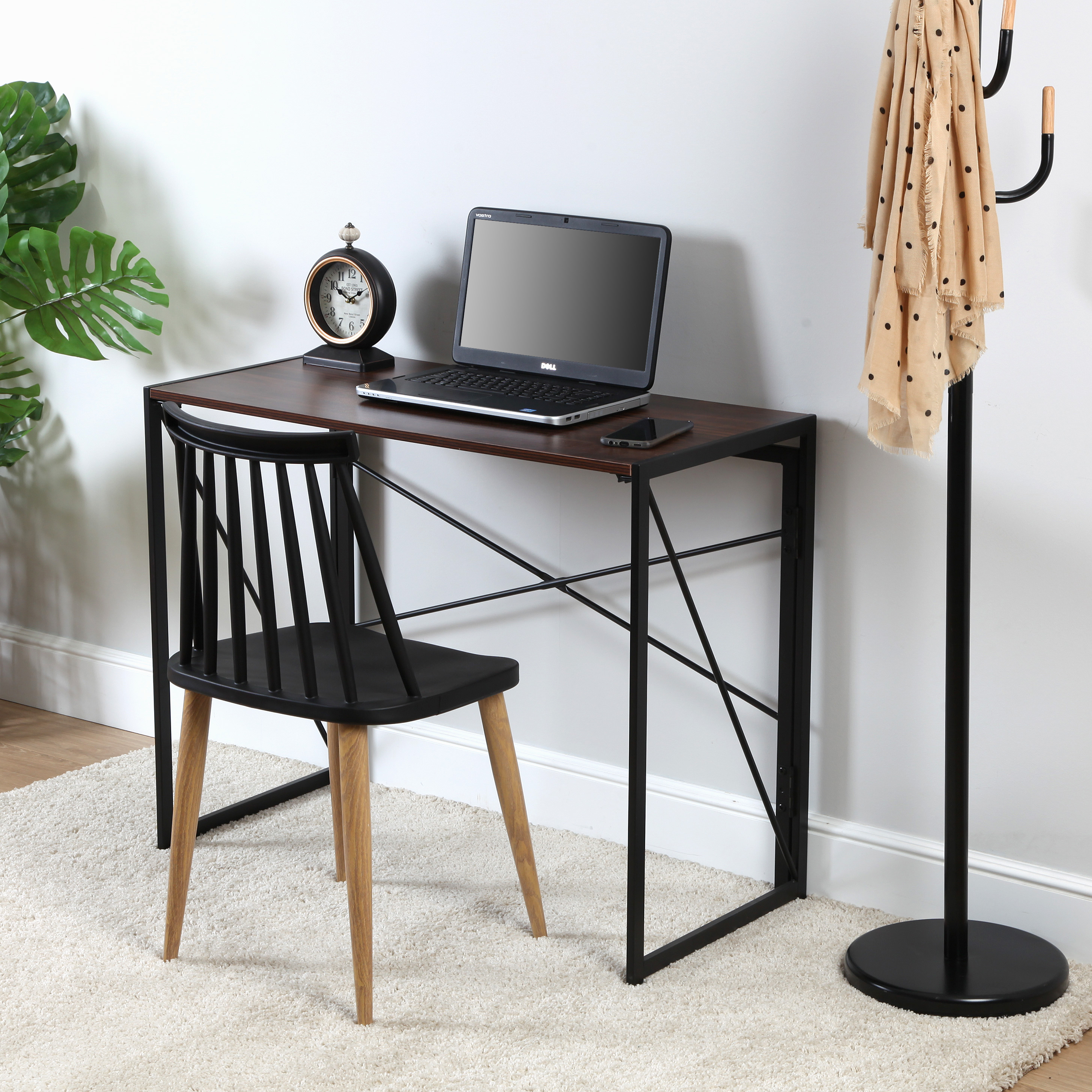 Mesa de escritorio plegable versa 74x45x90cm nogal