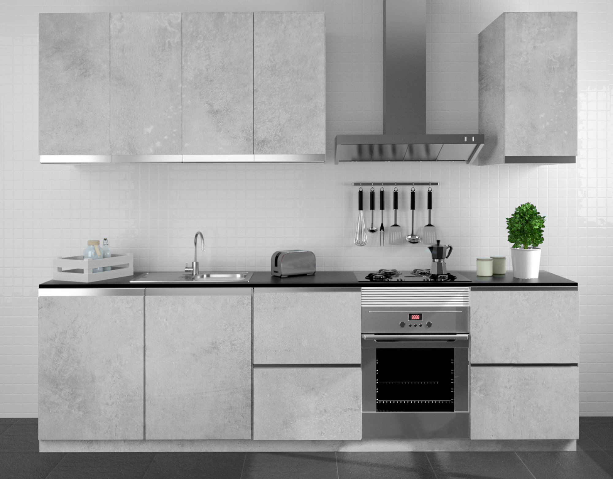 Frente gaveta de cozinha Delinia Mikonos 39.7x12.8cm cinza acetinado - 3