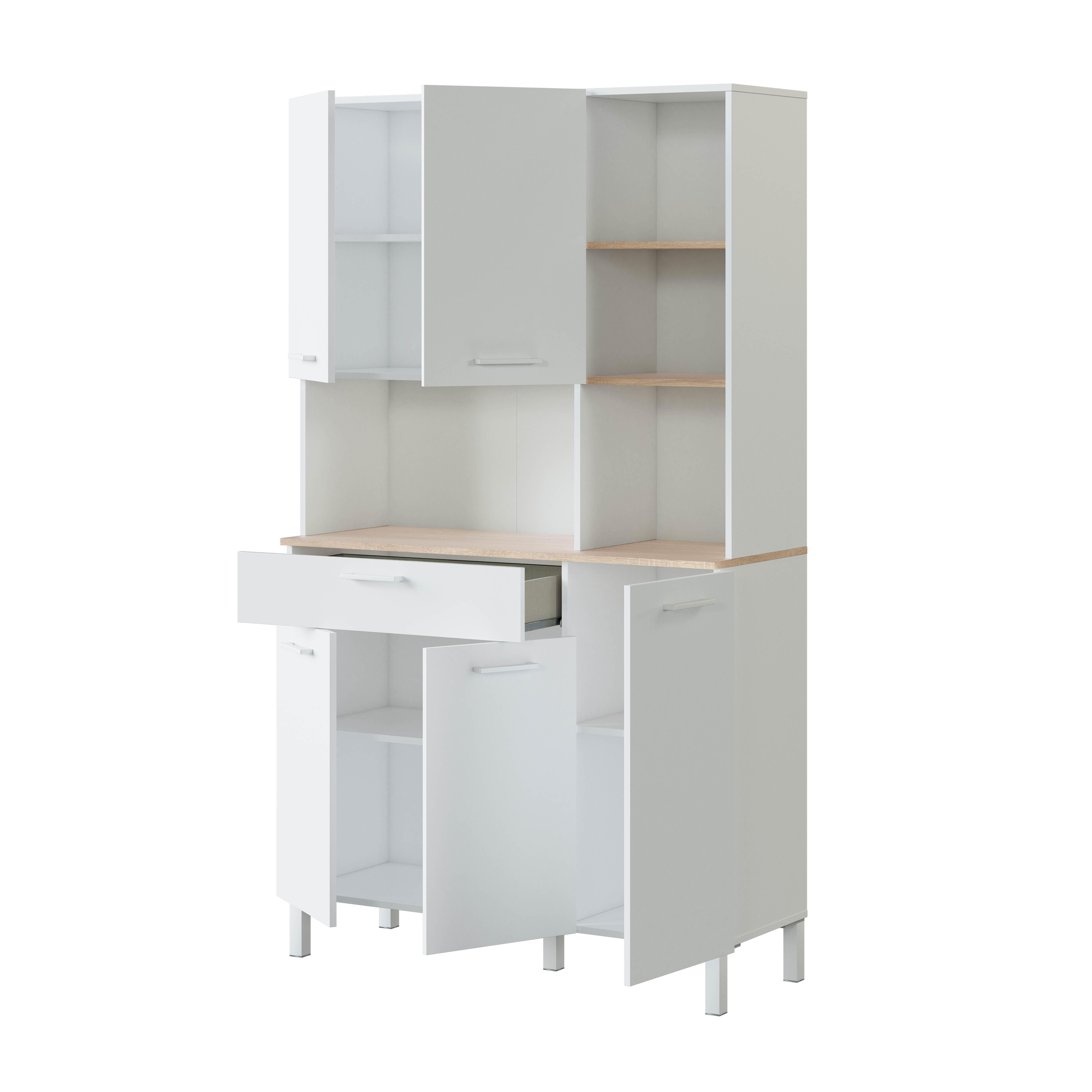 Alacena cocina alto KIRA blanco/roble 5 puertas + 1 cajón 186 x 108 x 40 cm - 3