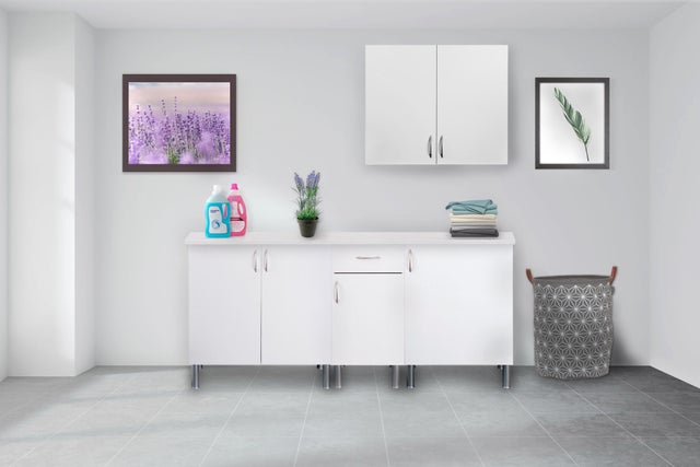 Mueble lavadero en kit Basic New blanco 180cm con 1 mueble alto y 3 bajos