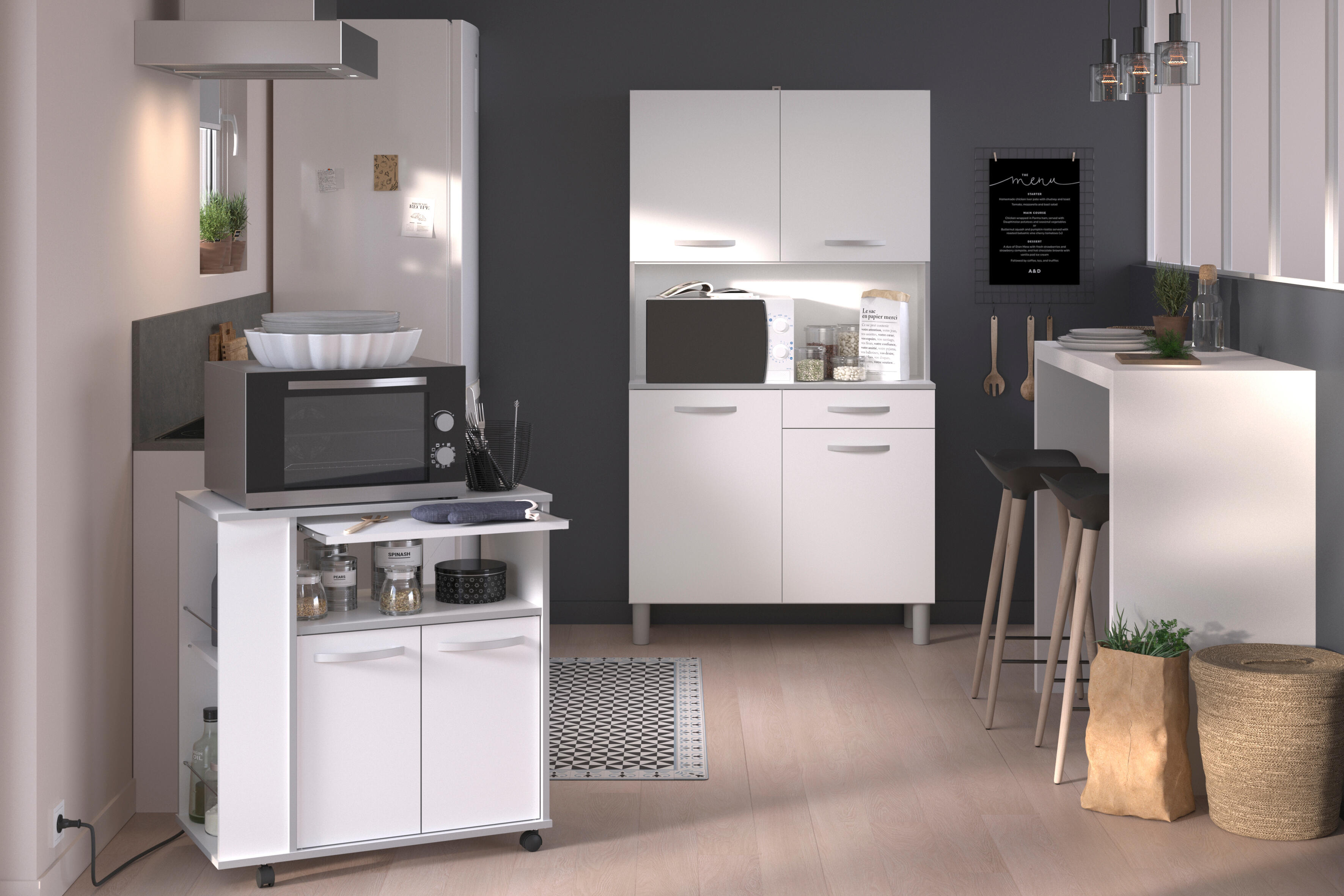 Móvel de arrumação de cozinha branco Olga 80,7x76x41cm - 4