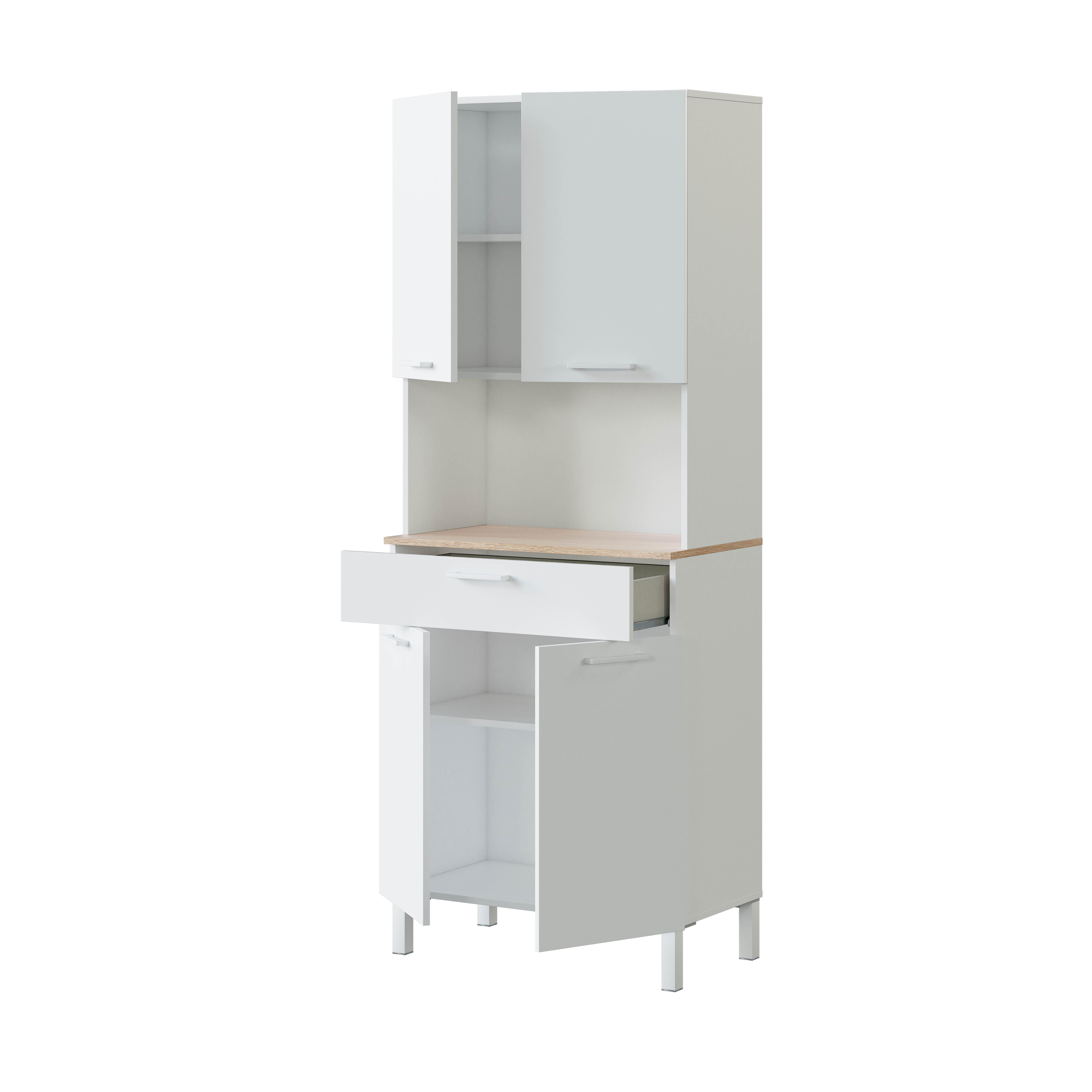 Alacena cocina alto KIRA blanco/roble 4 puertas + 1 cajón 186 x 72 x 40 cm - 4