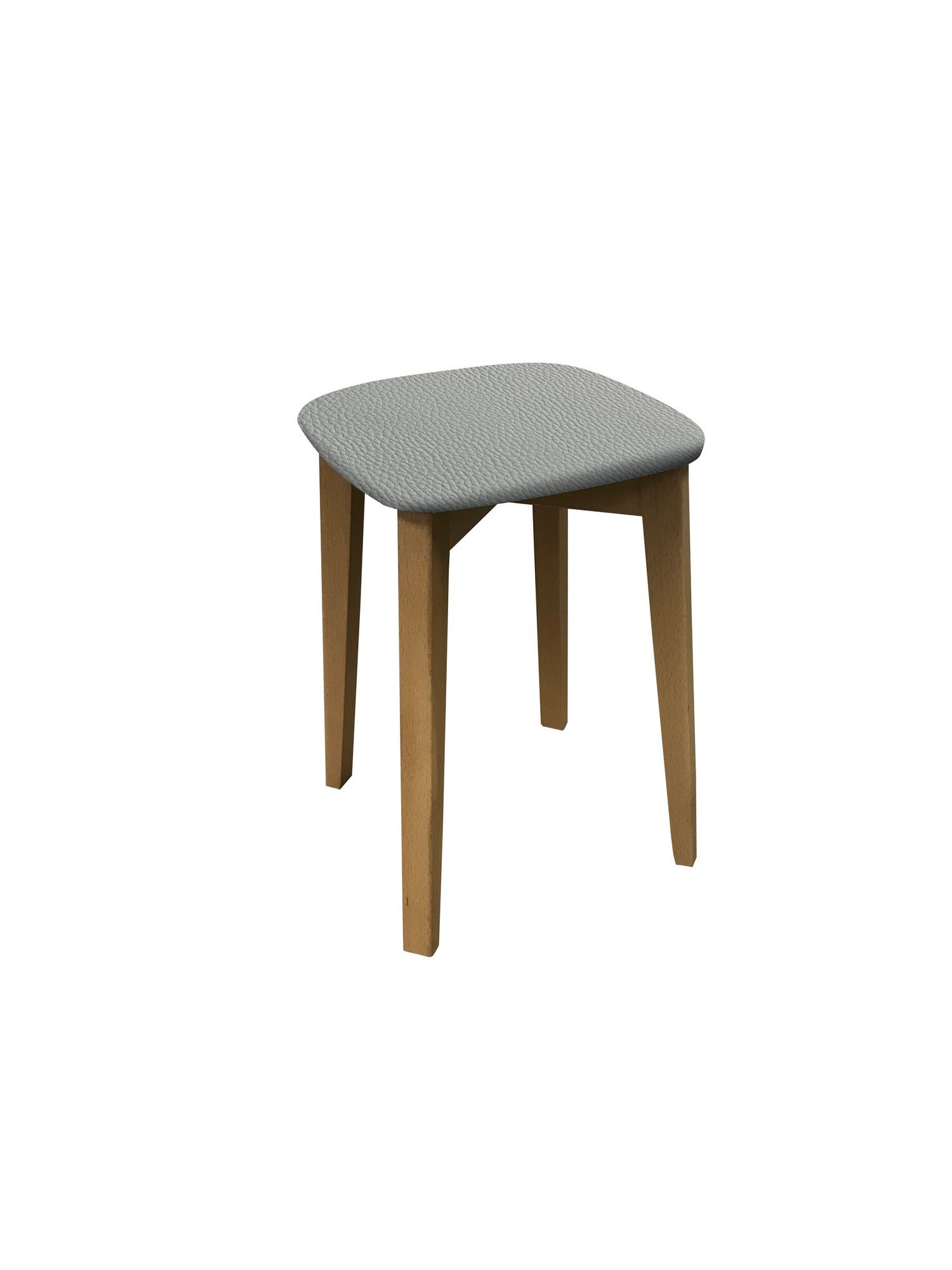 Taburete bajo de cocina zoe armazón haya color natural y asiento polipiel plata