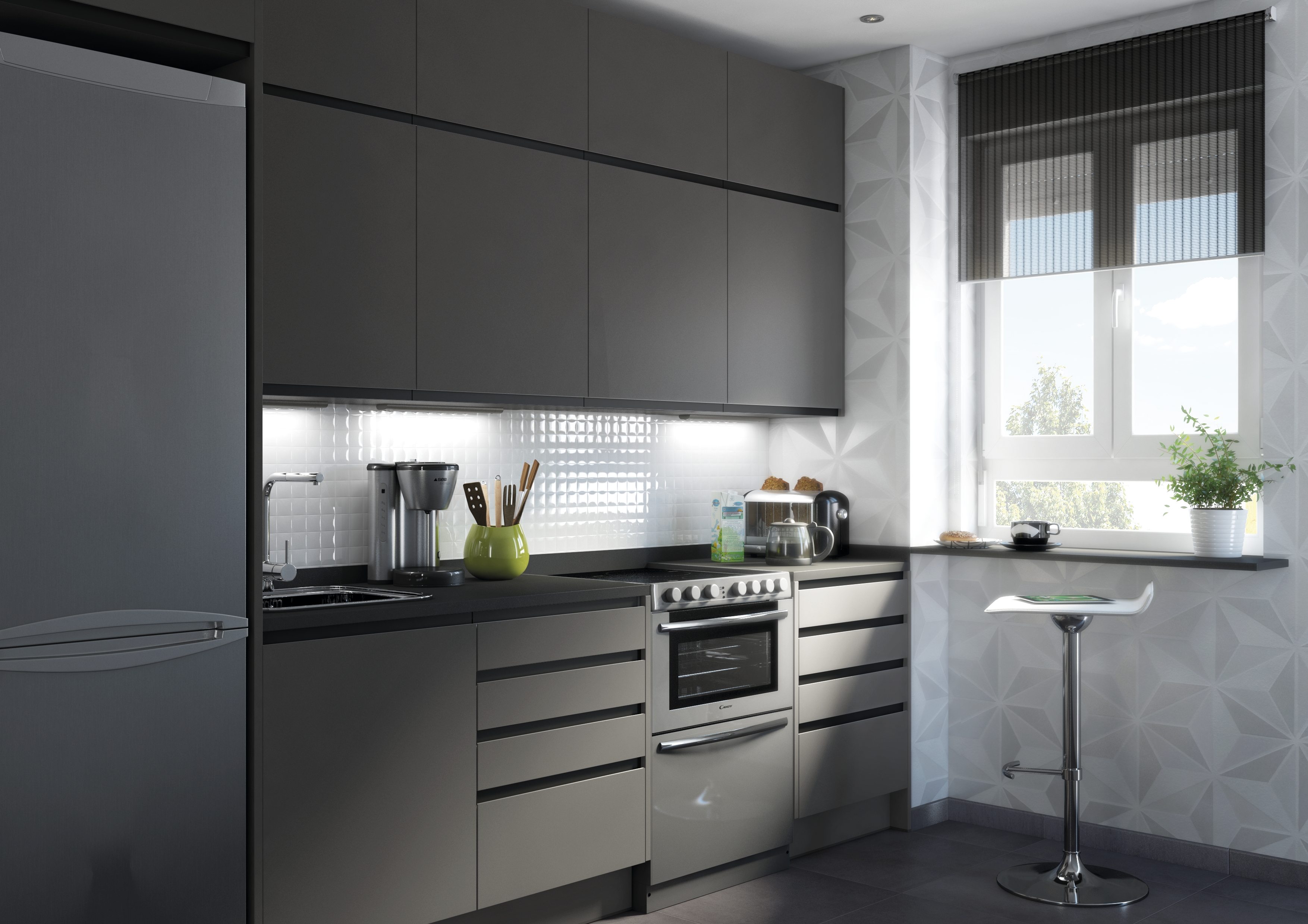 Costado para mueble de cocina Milos antracita mate H 102.4 x L 37 cm - 6